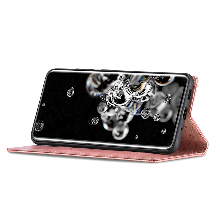 LC.IMEEKE LC Strong Magnetic Series Leather Wallet Phone Protective Shell for Samsung Galaxy S20 Ultra - Rose Gold