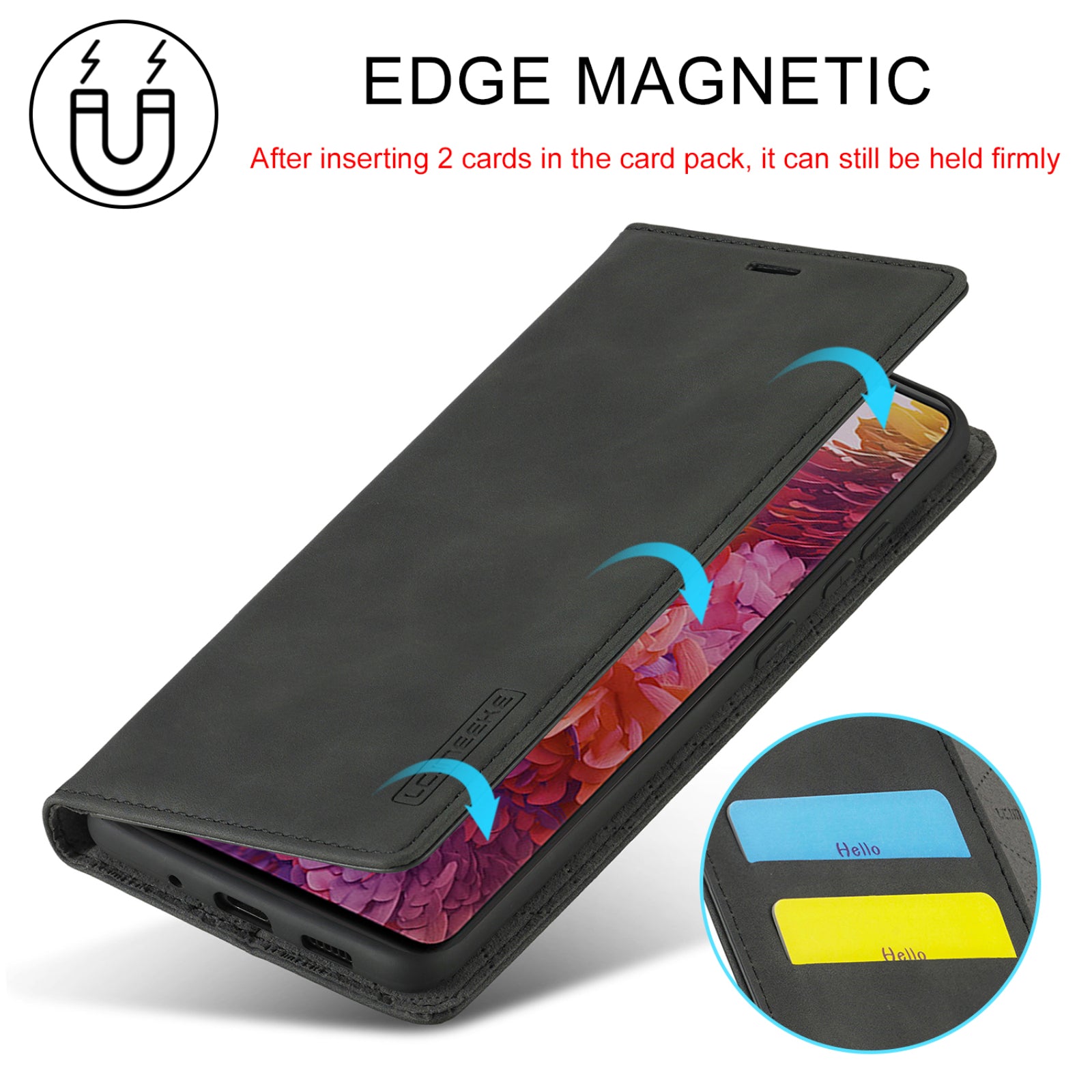 LC.IMEEKE for Samsung Galaxy S20 FE/S20 Fan Edition/S20 FE 5G/S20 Fan Edition 5G/S20 Lite/S20 FE 2022 TPU + PU Leather Auto-Absorbed Magnetic Phone Protective Shell - Black