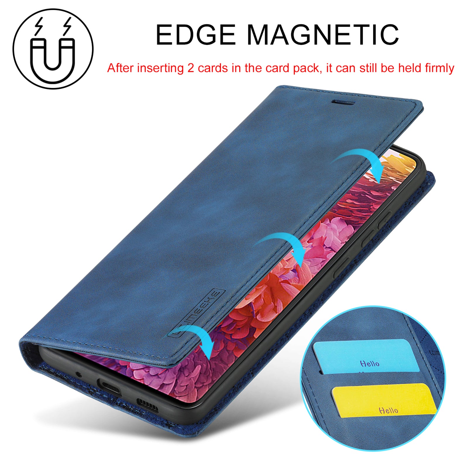 LC.IMEEKE for Samsung Galaxy S20 FE/S20 Fan Edition/S20 FE 5G/S20 Fan Edition 5G/S20 Lite/S20 FE 2022 TPU + PU Leather Auto-Absorbed Magnetic Phone Protective Shell - Blue