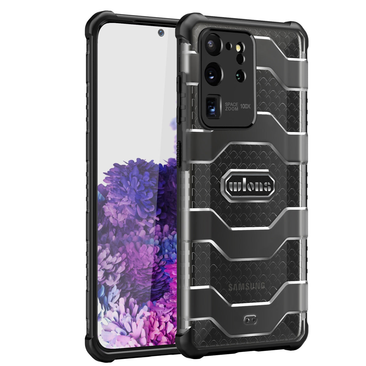 Explorer Series Non-slip Hard PC + TPU Hybrid Phone Case for Samsung Galaxy S20 Ultra Cover - Black