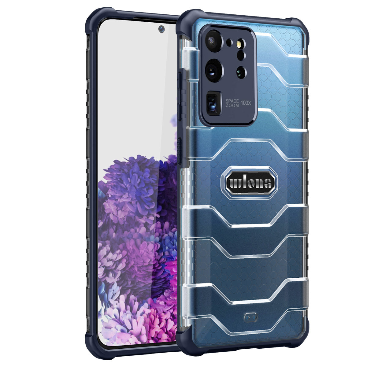 Explorer Series Non-slip Hard PC + TPU Hybrid Phone Case for Samsung Galaxy S20 Ultra Cover - Navy Blue