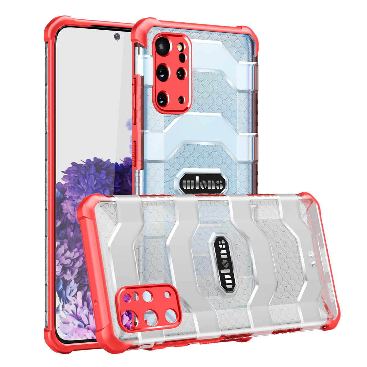 Explorer Series Non-slip Hard PC + TPU Phone Case for Samsung Galaxy S20 Plus/S20 Plus 5G  Cover - Red