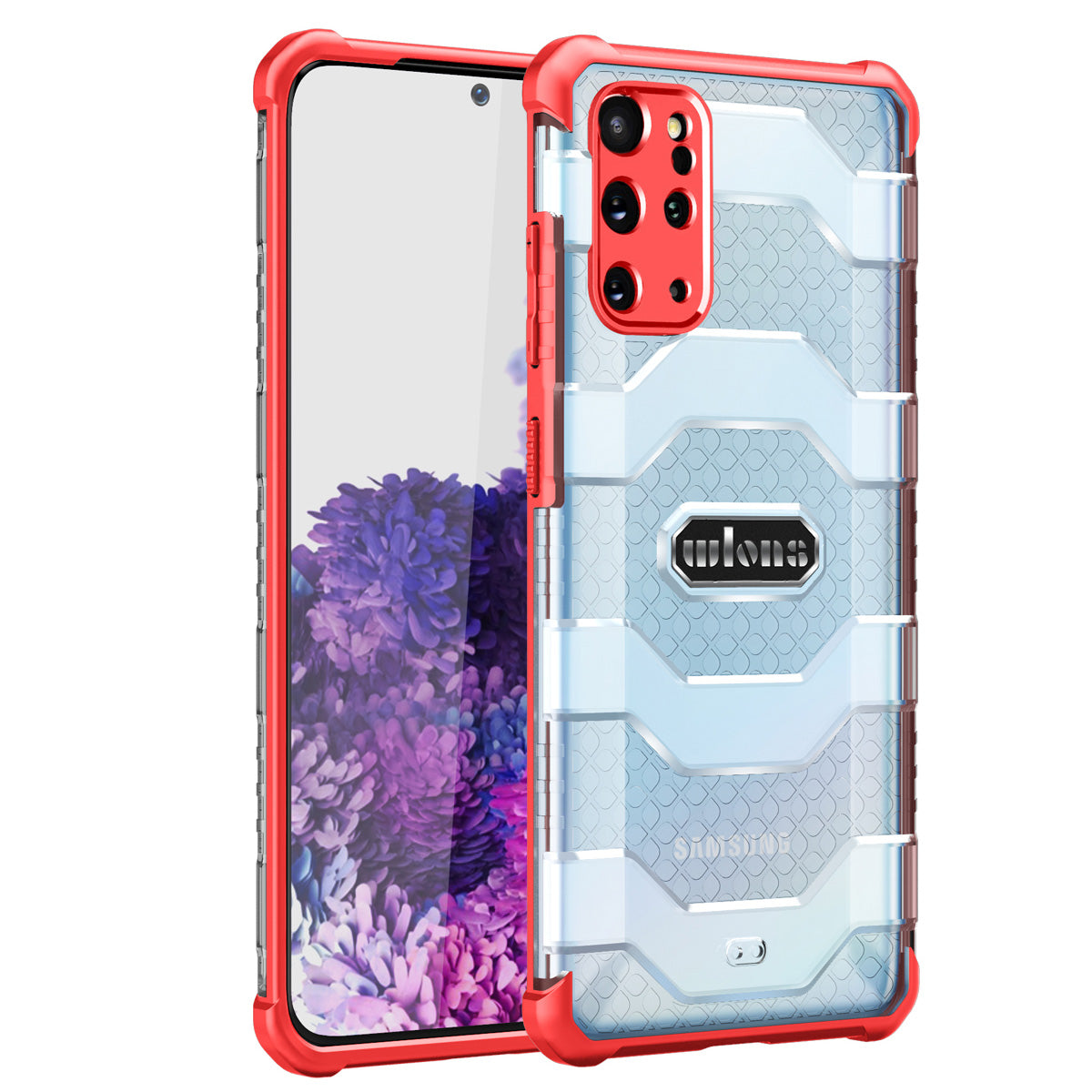 Explorer Series Non-slip Hard PC + TPU Phone Case for Samsung Galaxy S20 Plus/S20 Plus 5G  Cover - Red