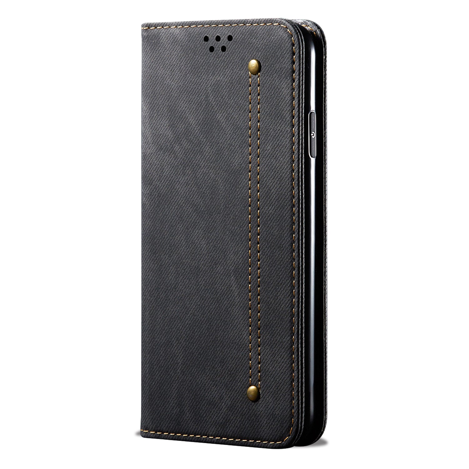 Jeans Cloth Texture TPU + PU Leather Phone Cover Case for Samsung Galaxy S20 FE/S20 FE 5G/S20 Lite/S20 FE 2022 - Black