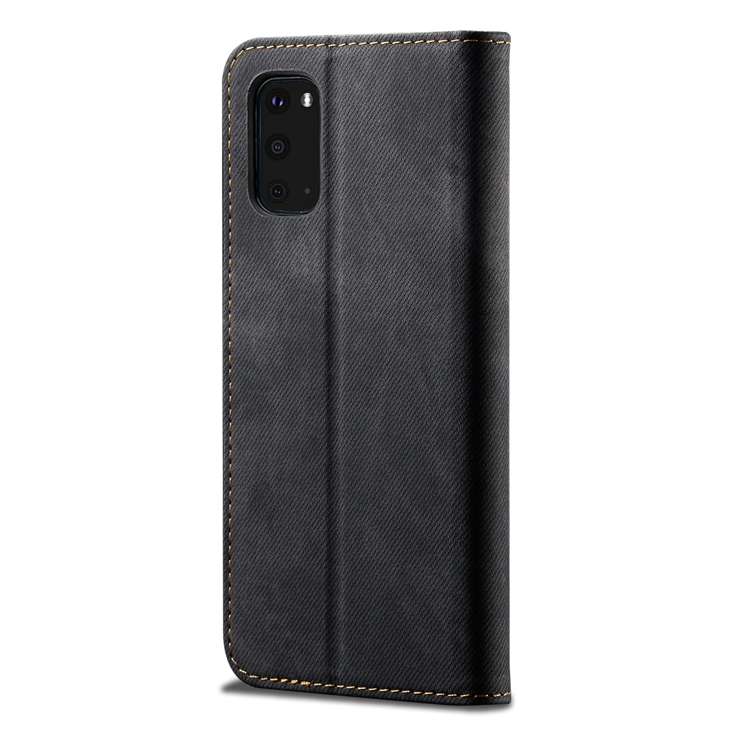 Jeans Cloth Texture TPU + PU Leather Phone Cover Case for Samsung Galaxy S20 FE/S20 FE 5G/S20 Lite/S20 FE 2022 - Black