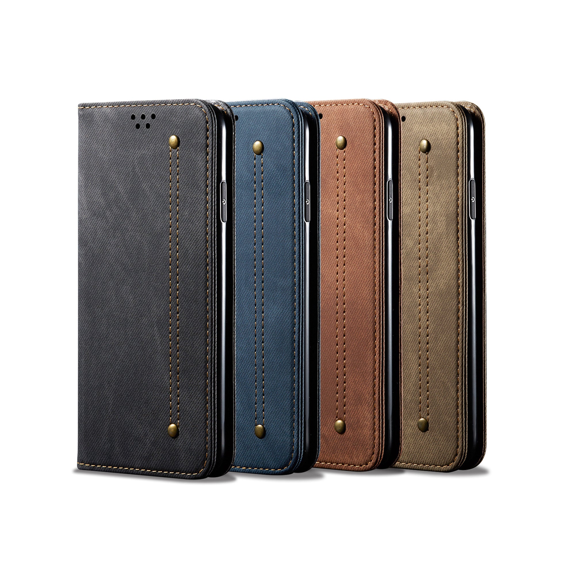 Jeans Cloth Texture TPU + PU Leather Phone Cover Case for Samsung Galaxy S20 FE/S20 FE 5G/S20 Lite/S20 FE 2022 - Black