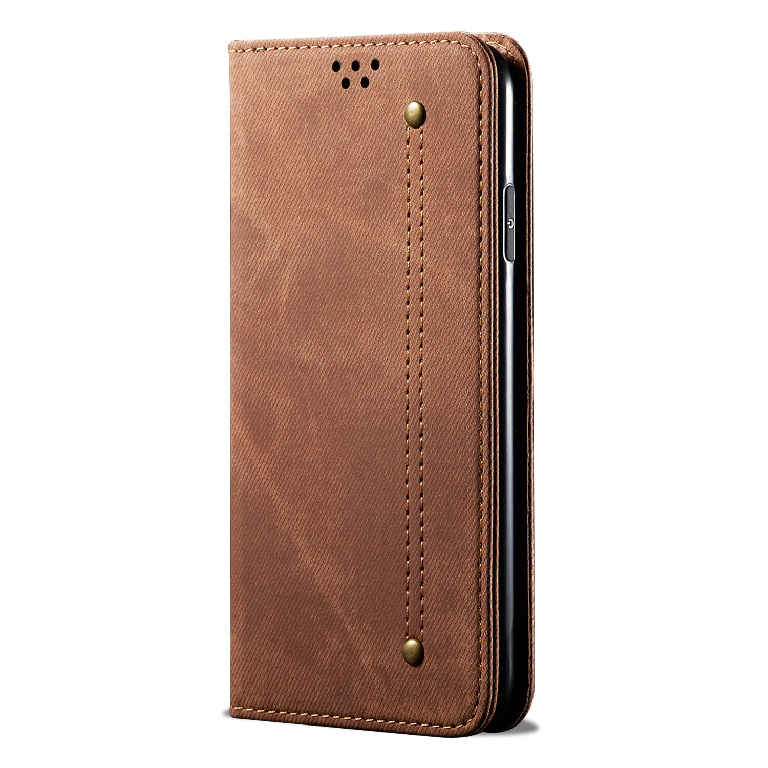 Jeans Cloth Texture TPU + PU Leather Phone Cover Case for Samsung Galaxy S20 FE/S20 FE 5G/S20 Lite/S20 FE 2022 - Brown