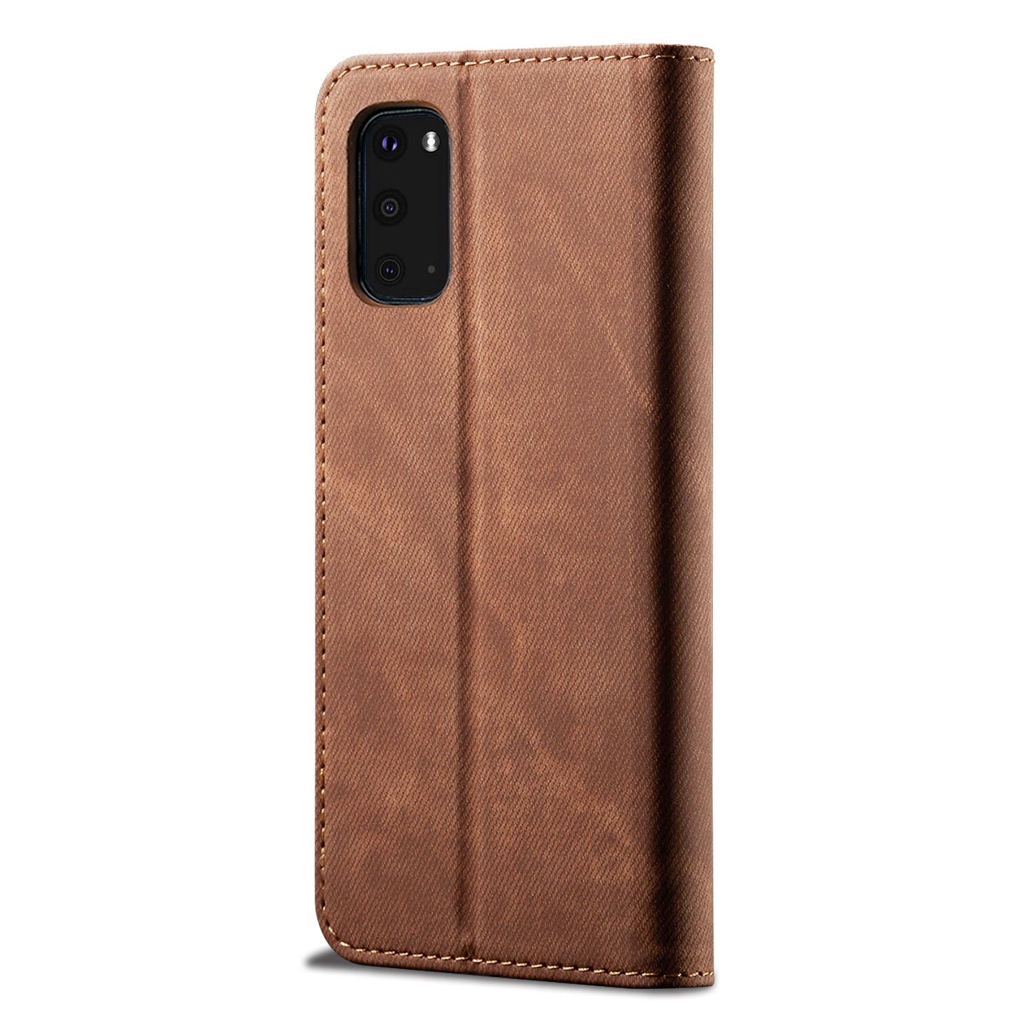 Jeans Cloth Texture TPU + PU Leather Phone Cover Case for Samsung Galaxy S20 FE/S20 FE 5G/S20 Lite/S20 FE 2022 - Brown