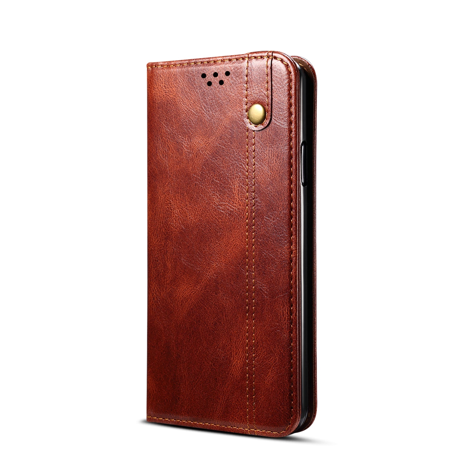 TPU + PU Waxy Crazy Horse Texture Leather Phone Cover Case for Samsung Galaxy S20 Ultra - Brown