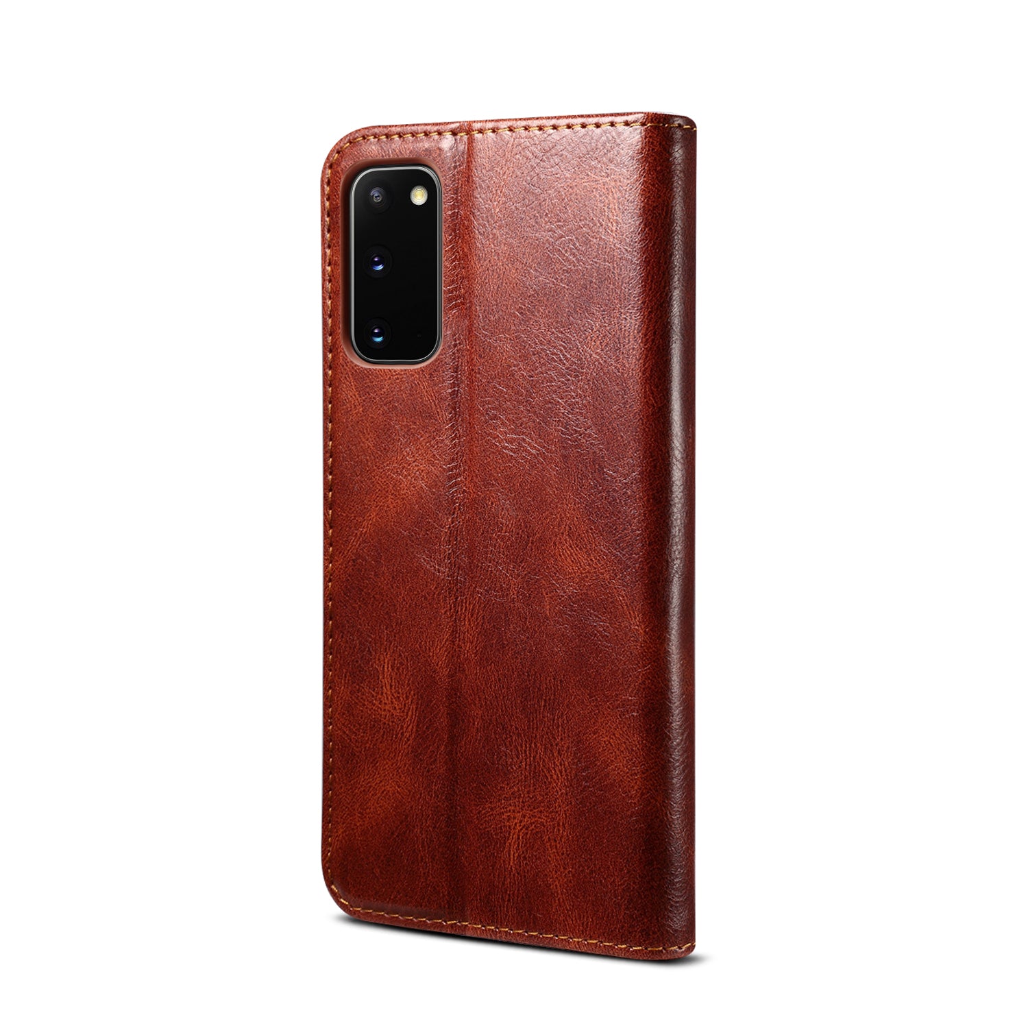 Waxy Crazy Horse Texture Leather Phone Cover Case for Samsung Galaxy S20 FE/S20 FE 5G/S20 Lite/S20 FE 2022 - Brown