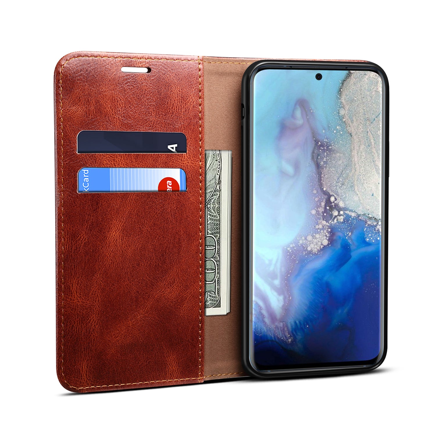 Waxy Crazy Horse Texture Leather Phone Cover Case for Samsung Galaxy S20 FE/S20 FE 5G/S20 Lite/S20 FE 2022 - Brown