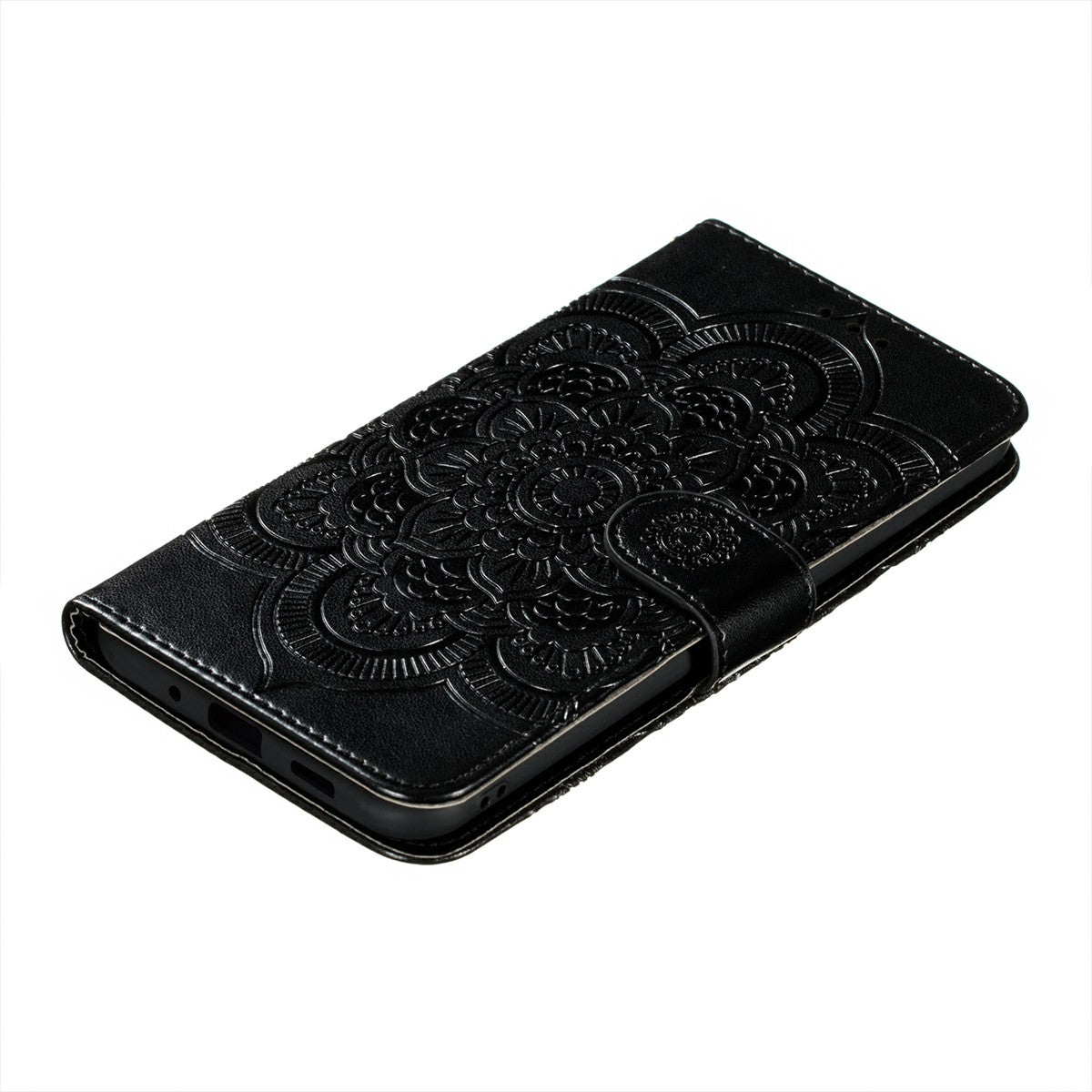 Imprint Mandala Flower Leather Protective Cover for Samsung Galaxy S20 FE/S20 FE 5G/S20 Lite/S20 FE 2022 - Black