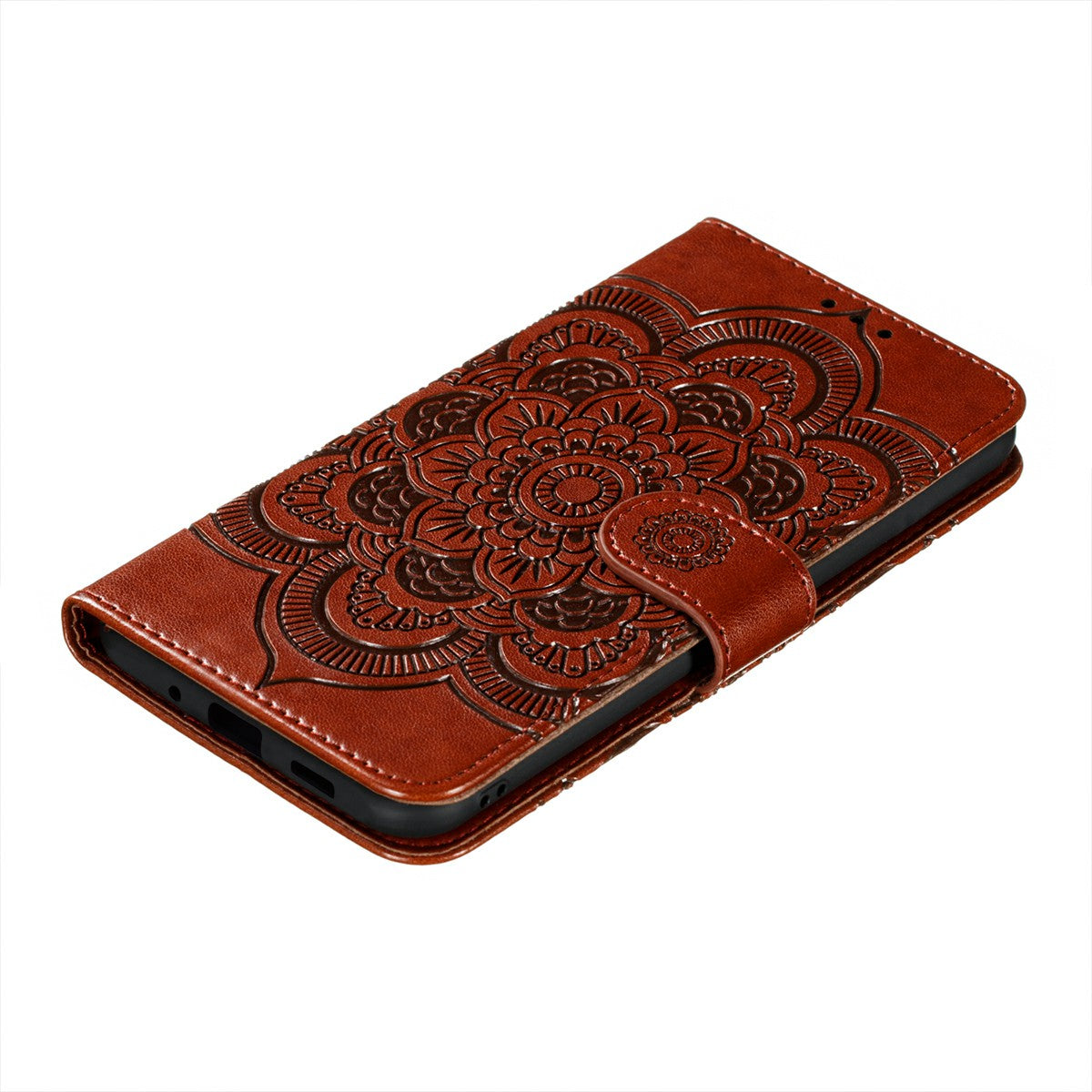 Imprint Mandala Flower Leather Protective Cover for Samsung Galaxy S20 FE/S20 FE 5G/S20 Lite/S20 FE 2022 - Brown