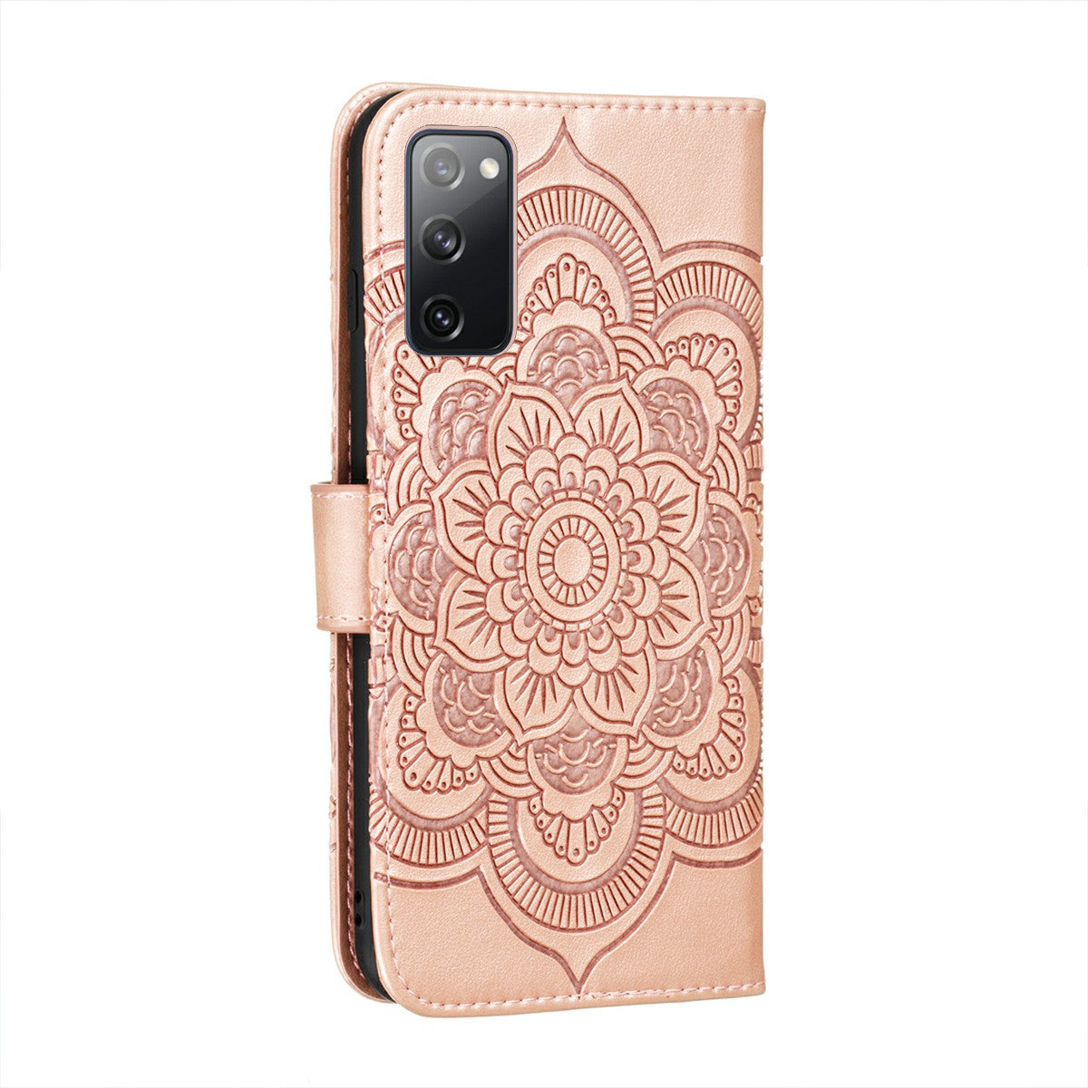 Imprint Mandala Flower Leather Protective Cover for Samsung Galaxy S20 FE/S20 FE 5G/S20 Lite/S20 FE 2022 - Rose Gold