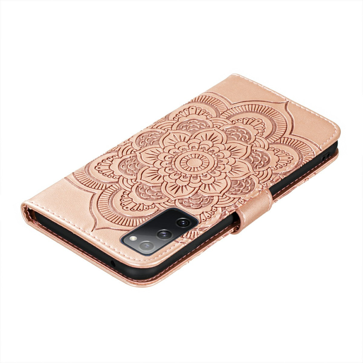 Imprint Mandala Flower Leather Protective Cover for Samsung Galaxy S20 FE/S20 FE 5G/S20 Lite/S20 FE 2022 - Rose Gold