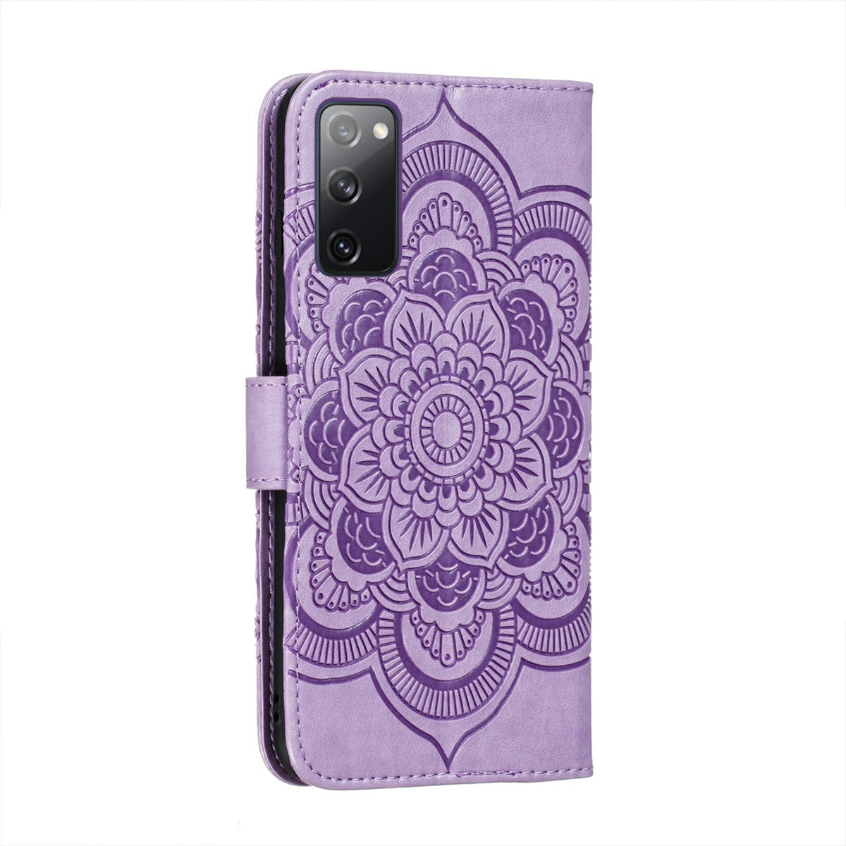 Imprint Mandala Flower Leather Protective Cover for Samsung Galaxy S20 FE/S20 FE 5G/S20 Lite/S20 FE 2022 - Purple