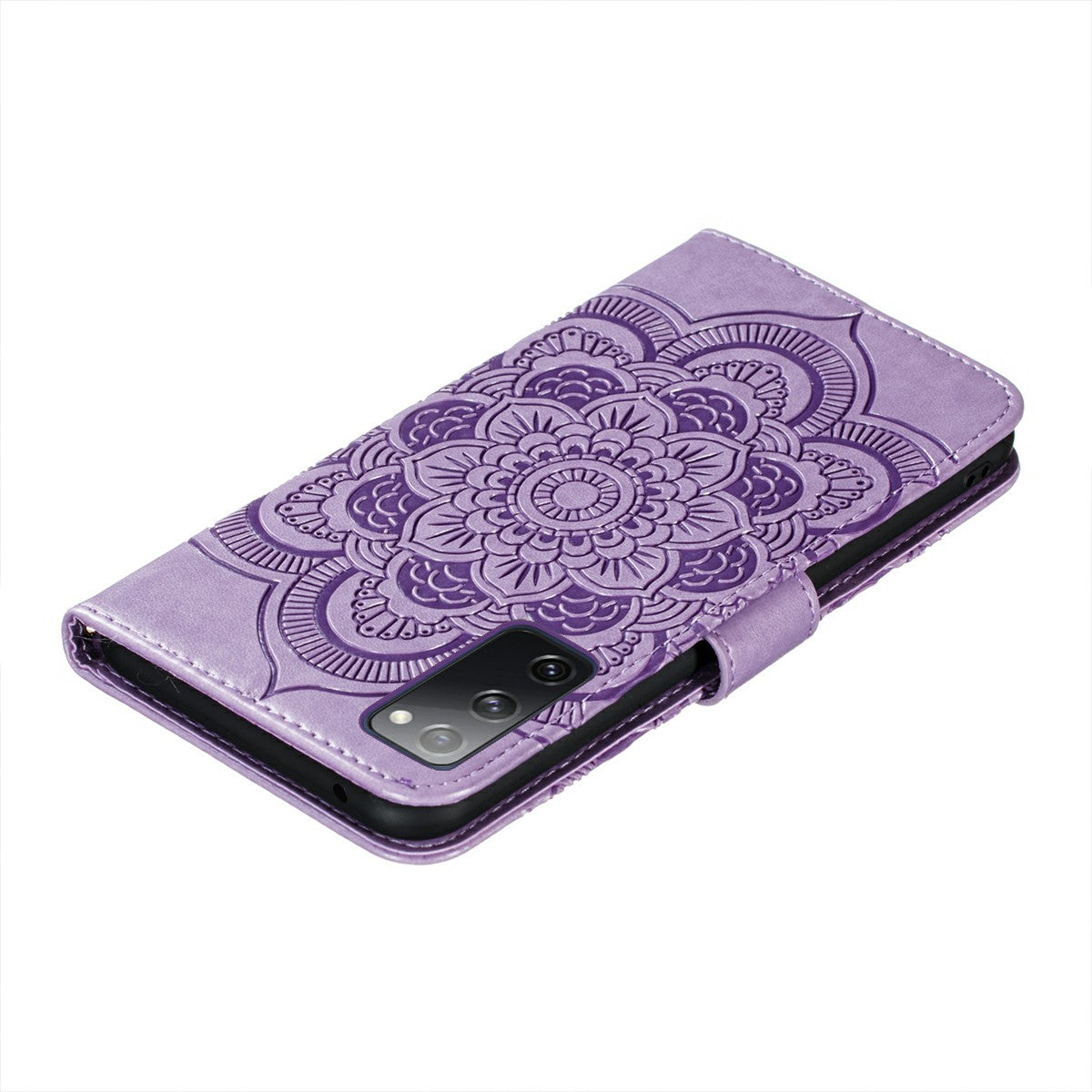 Imprint Mandala Flower Leather Protective Cover for Samsung Galaxy S20 FE/S20 FE 5G/S20 Lite/S20 FE 2022 - Purple