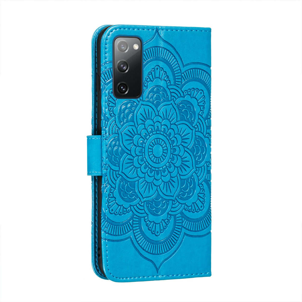 Imprint Mandala Flower Leather Protective Cover for Samsung Galaxy S20 FE/S20 FE 5G/S20 Lite/S20 FE 2022 - Blue