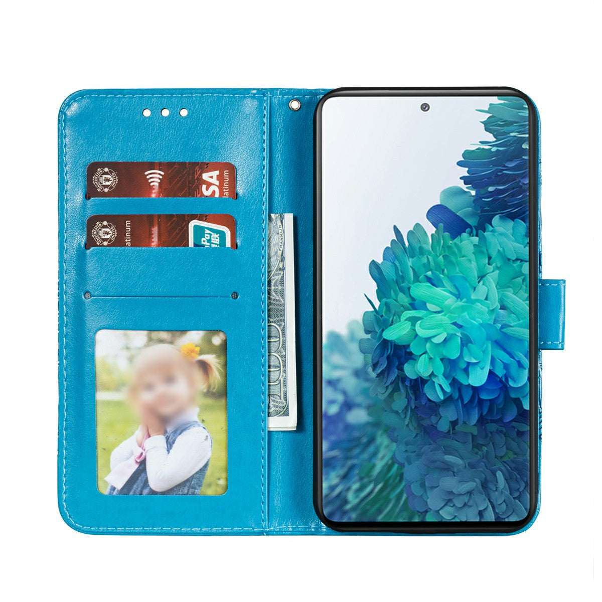 Imprint Mandala Flower Leather Protective Cover for Samsung Galaxy S20 FE/S20 FE 5G/S20 Lite/S20 FE 2022 - Blue