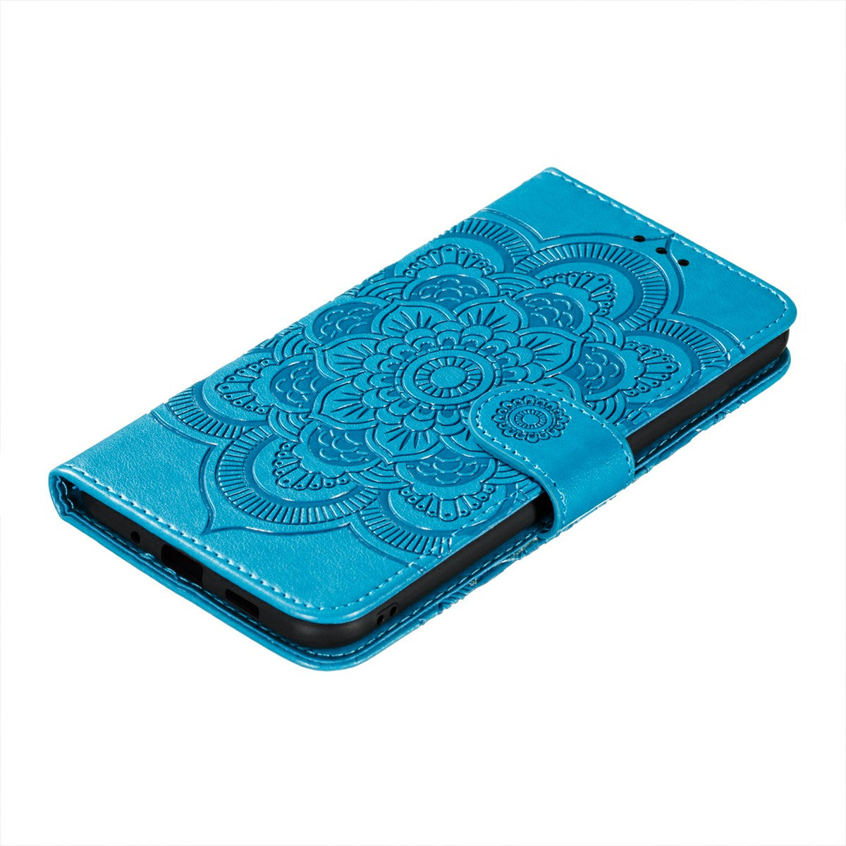 Imprint Mandala Flower Leather Protective Cover for Samsung Galaxy S20 FE/S20 FE 5G/S20 Lite/S20 FE 2022 - Blue