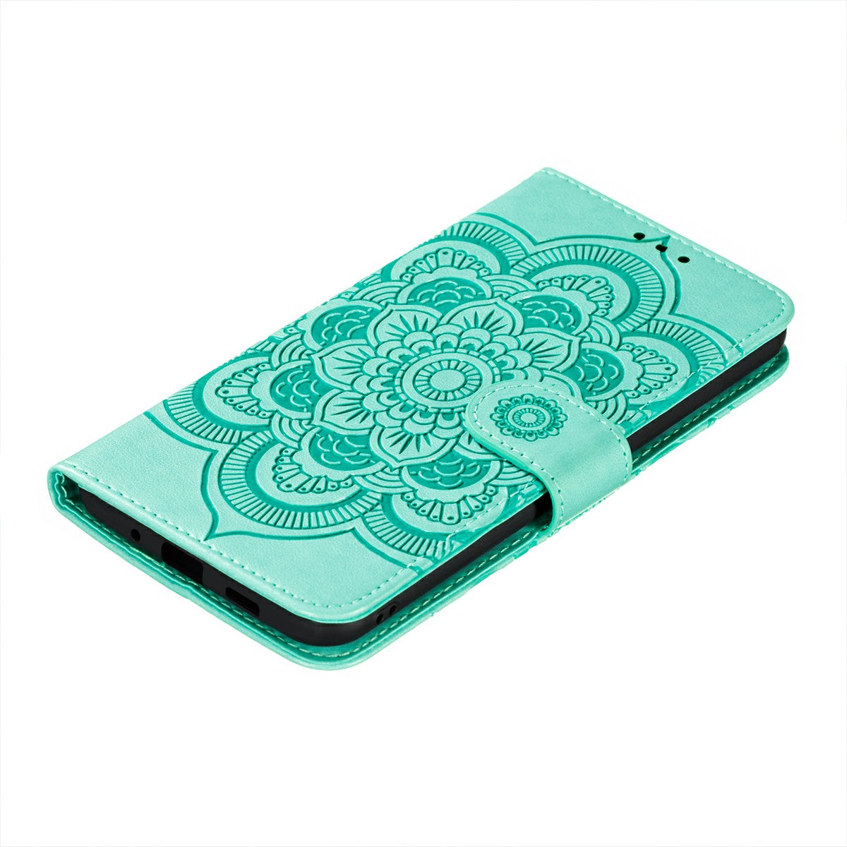 Imprint Mandala Flower Leather Protective Cover for Samsung Galaxy S20 FE/S20 FE 5G/S20 Lite/S20 FE 2022 - Cyan