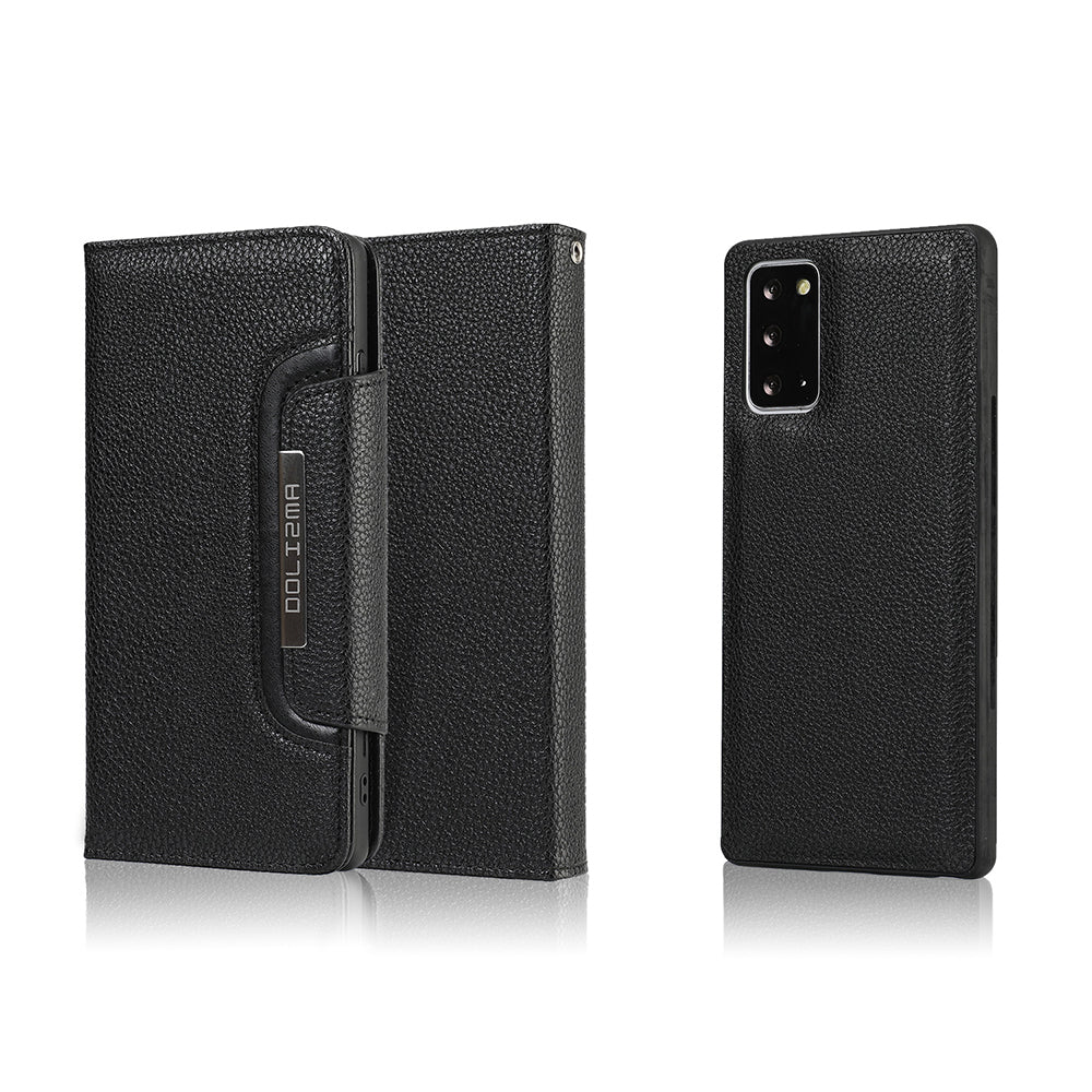 Litchi Texture 2-in-1 Detachable Magnetic Leather Cover Wallet Phone Case for Samsung Galaxy S20 FE / S20 FE 5G / S20 Lite - Black