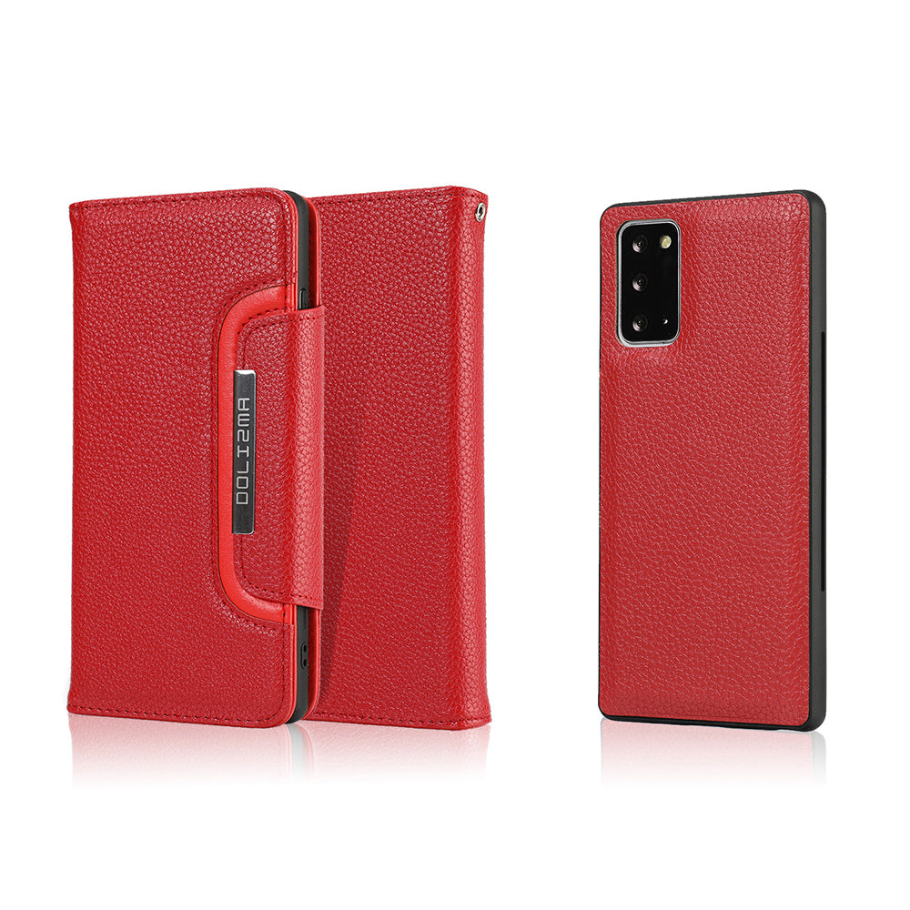 Litchi Texture 2-in-1 Detachable Magnetic Leather Cover Wallet Phone Case for Samsung Galaxy S20 FE / S20 FE 5G / S20 Lite - Red