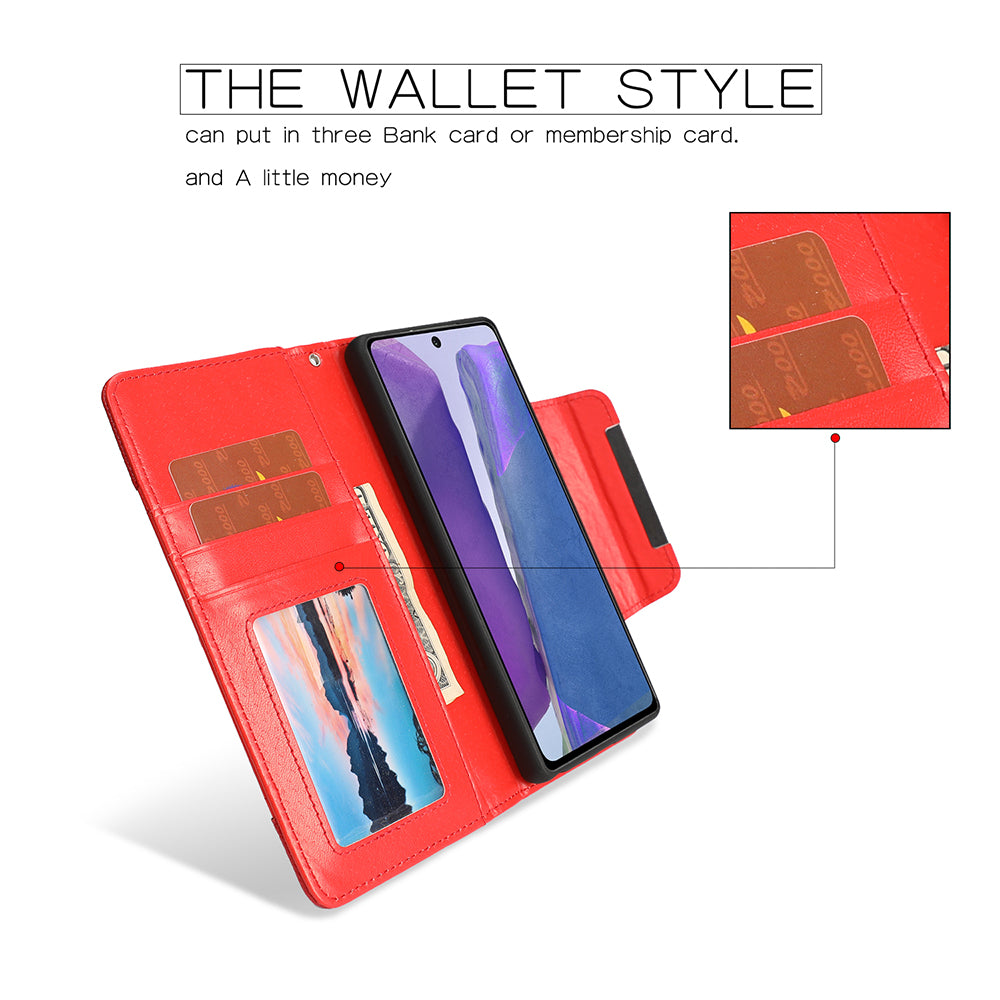 Litchi Texture 2-in-1 Detachable Magnetic Leather Cover Wallet Phone Case for Samsung Galaxy S20 FE / S20 FE 5G / S20 Lite - Red