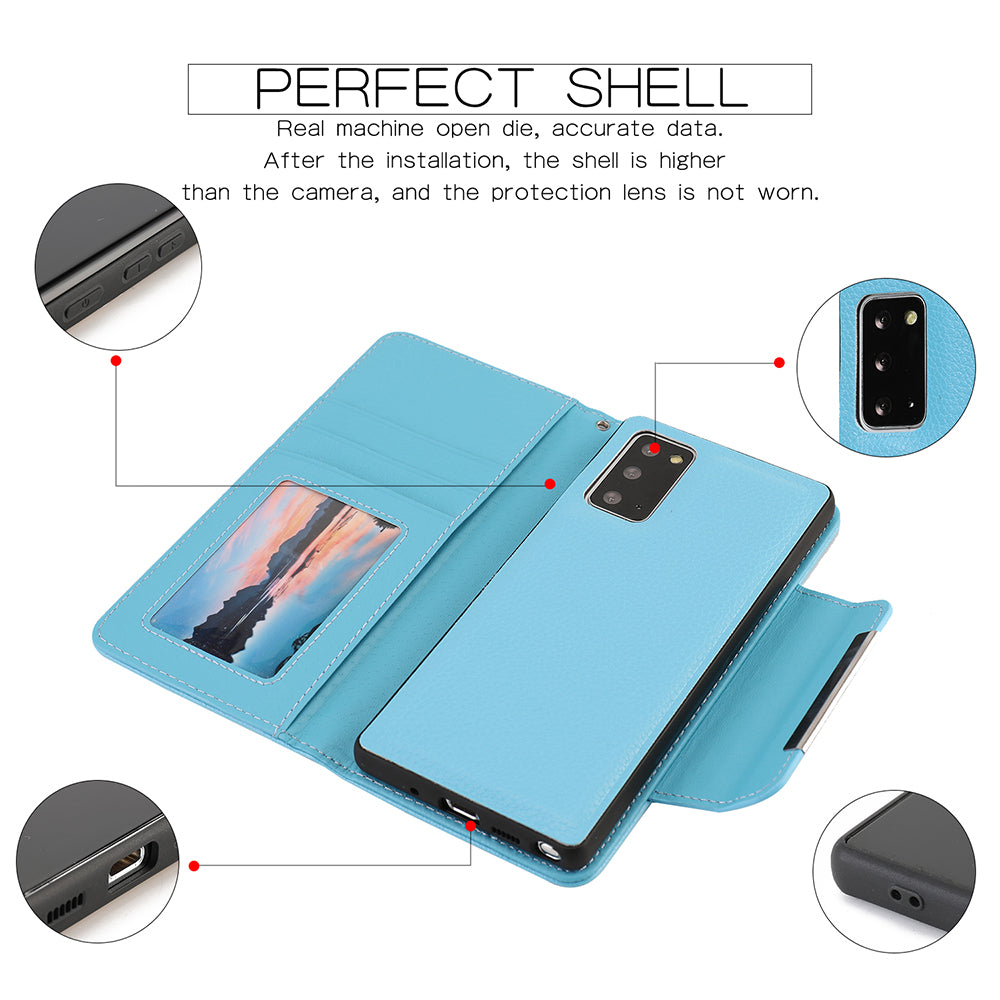 Litchi Texture 2-in-1 Detachable Magnetic Leather Cover Wallet Phone Case for Samsung Galaxy S20 FE/S20 Fan Edition / S20 FE 5G/S20 Fan Edition 5G / S20 Lite - Blue