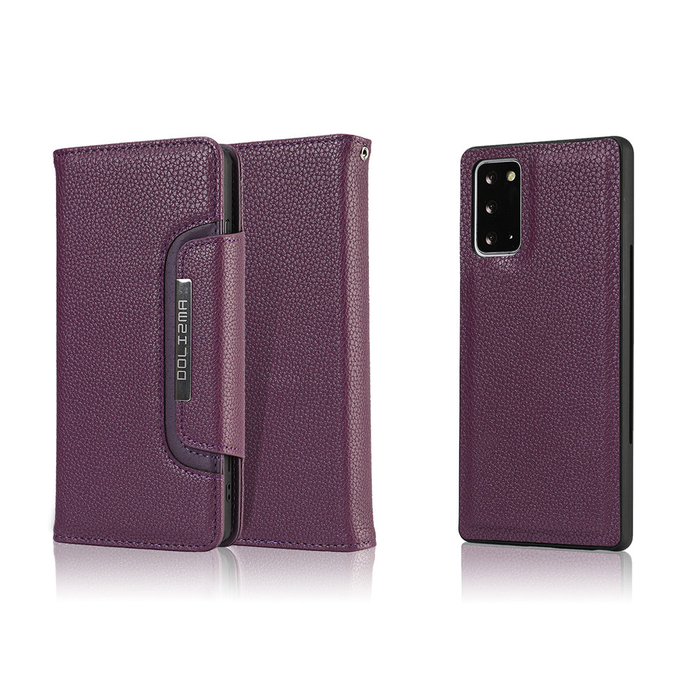 Litchi Texture 2-in-1 Detachable Magnetic Leather Cover Wallet Phone Case for Samsung Galaxy S20 FE / S20 FE 5G / S20 Lite - Purple