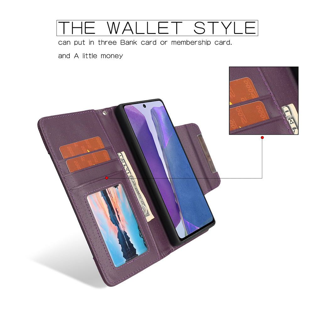 Litchi Texture 2-in-1 Detachable Magnetic Leather Cover Wallet Phone Case for Samsung Galaxy S20 FE / S20 FE 5G / S20 Lite - Purple