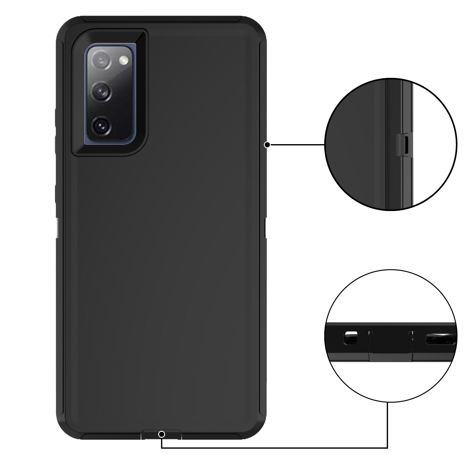 Detachable Shockproof Drop-proof Dust-proof Phone Case for Samsung Galaxy S20 FE/S20 Fan Edition/S20 FE 5G/S20 Fan Edition 5G, PC + TPU Hybrid Cover Shell - All Black