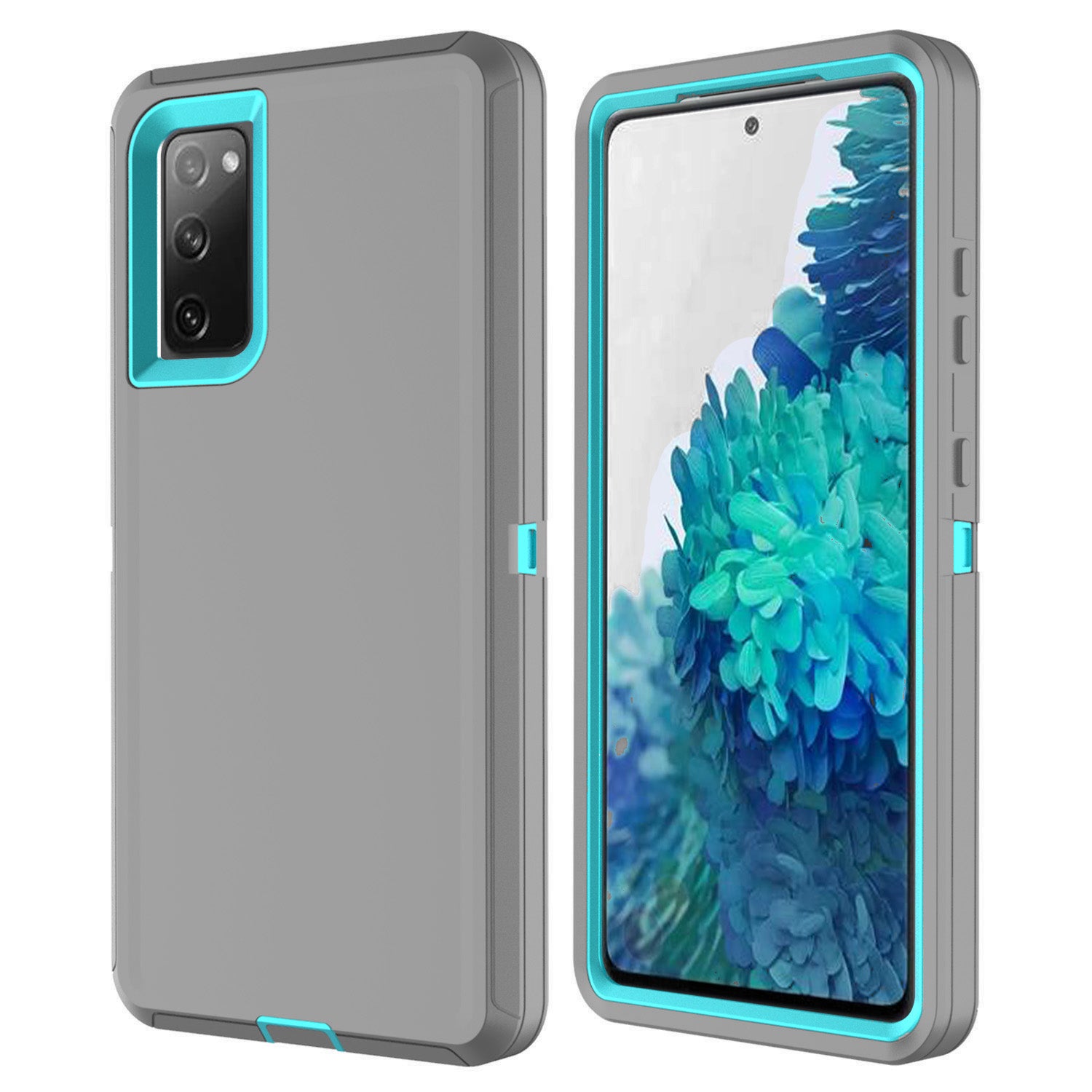 Detachable Shockproof Drop-proof Dust-proof Phone Case for Samsung Galaxy S20 FE/S20 Fan Edition/S20 FE 5G/S20 Fan Edition 5G, PC + TPU Hybrid Cover Shell - Grey/Sky Blue