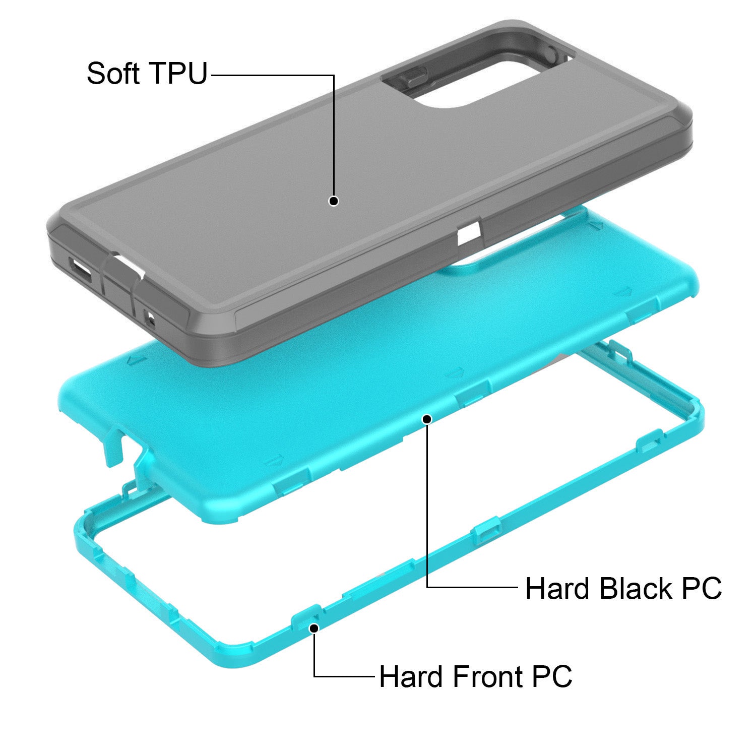 Detachable Shockproof Drop-proof Dust-proof Phone Case for Samsung Galaxy S20 FE/S20 Fan Edition/S20 FE 5G/S20 Fan Edition 5G, PC + TPU Hybrid Cover Shell - Grey/Sky Blue