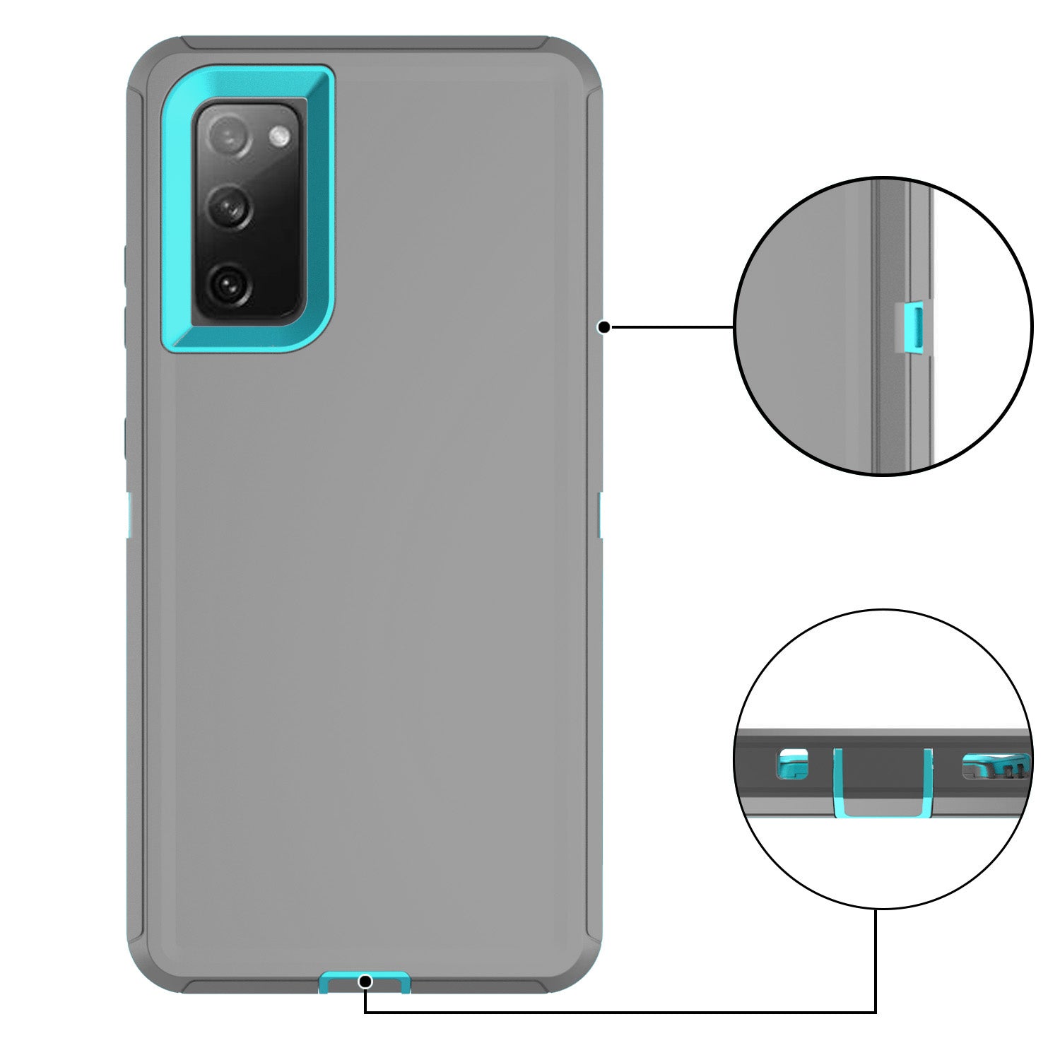 Detachable Shockproof Drop-proof Dust-proof Phone Case for Samsung Galaxy S20 FE/S20 Fan Edition/S20 FE 5G/S20 Fan Edition 5G, PC + TPU Hybrid Cover Shell - Grey/Sky Blue