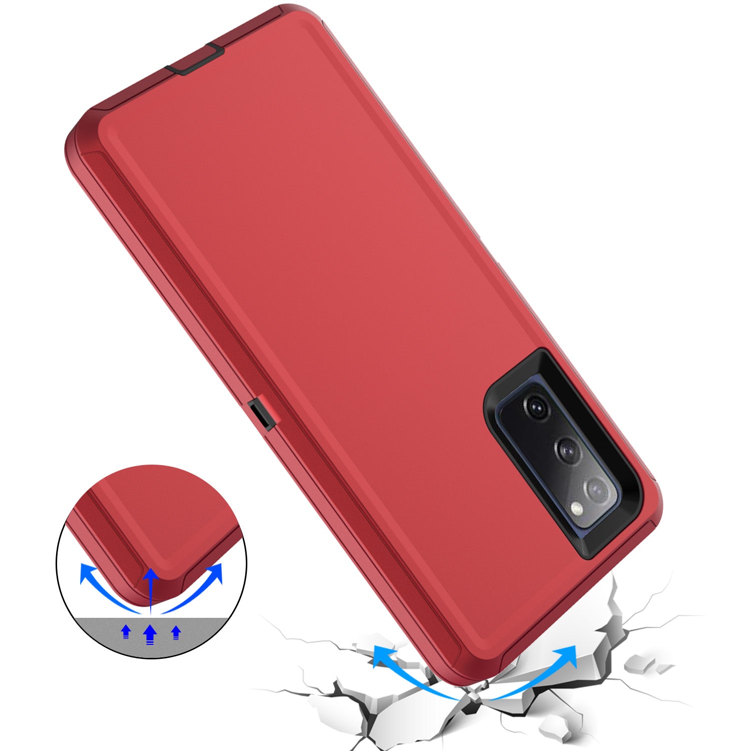 Detachable Shockproof Drop-proof Dust-proof Phone Case for Samsung Galaxy S20 FE/S20 Fan Edition/S20 FE 5G/S20 Fan Edition 5G, PC + TPU Hybrid Cover Shell - Red/Black