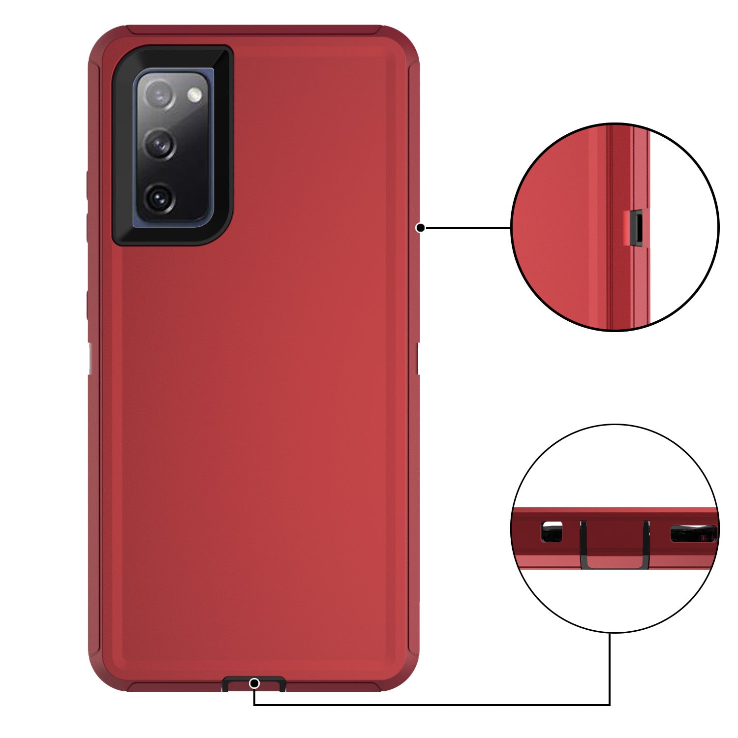 Detachable Shockproof Drop-proof Dust-proof Phone Case for Samsung Galaxy S20 FE/S20 Fan Edition/S20 FE 5G/S20 Fan Edition 5G, PC + TPU Hybrid Cover Shell - Red/Black