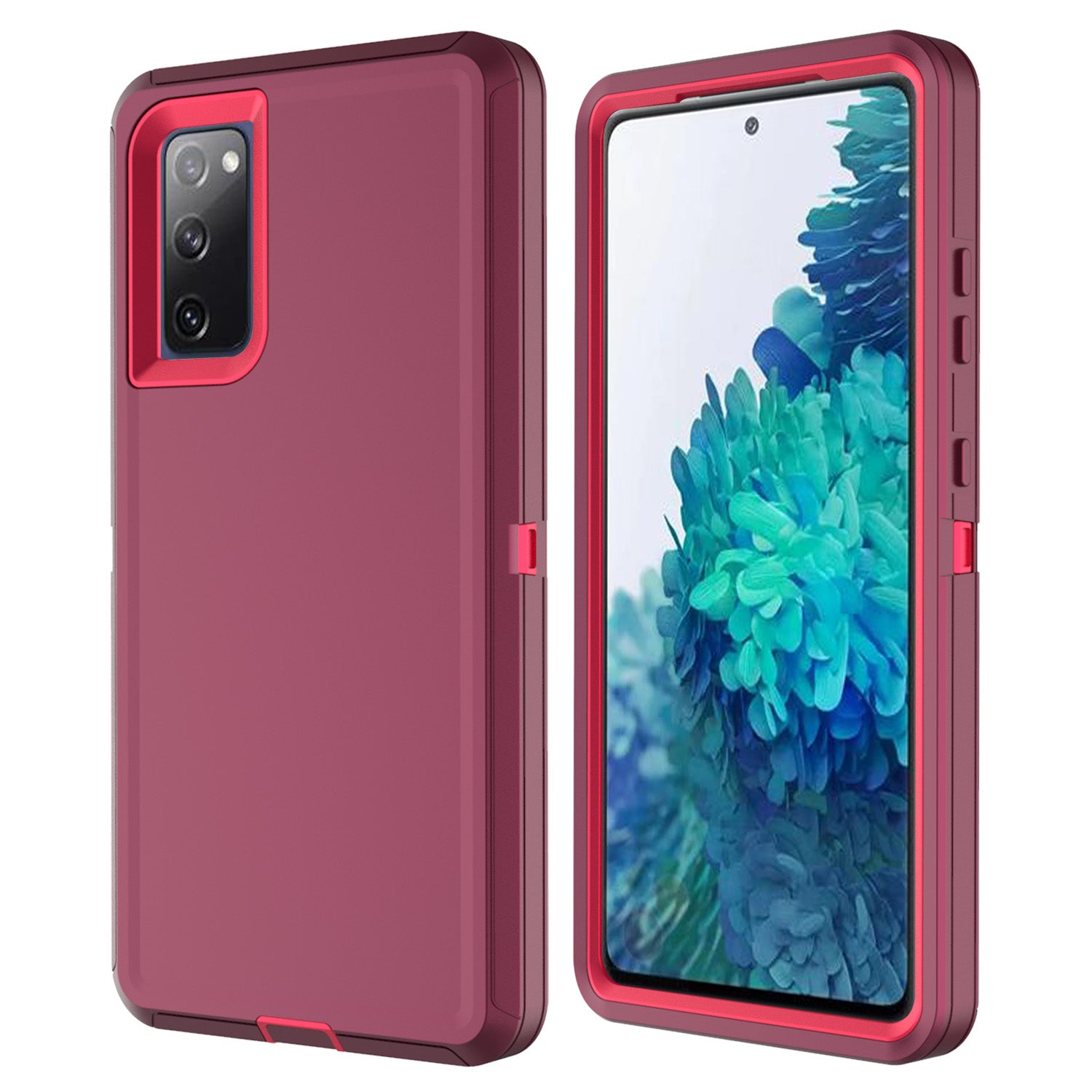 Detachable Shockproof Drop-proof Dust-proof Phone Case for Samsung Galaxy S20 FE/S20 Fan Edition/S20 FE 5G/S20 Fan Edition 5G, PC + TPU Hybrid Cover Shell - Wine Red/Red