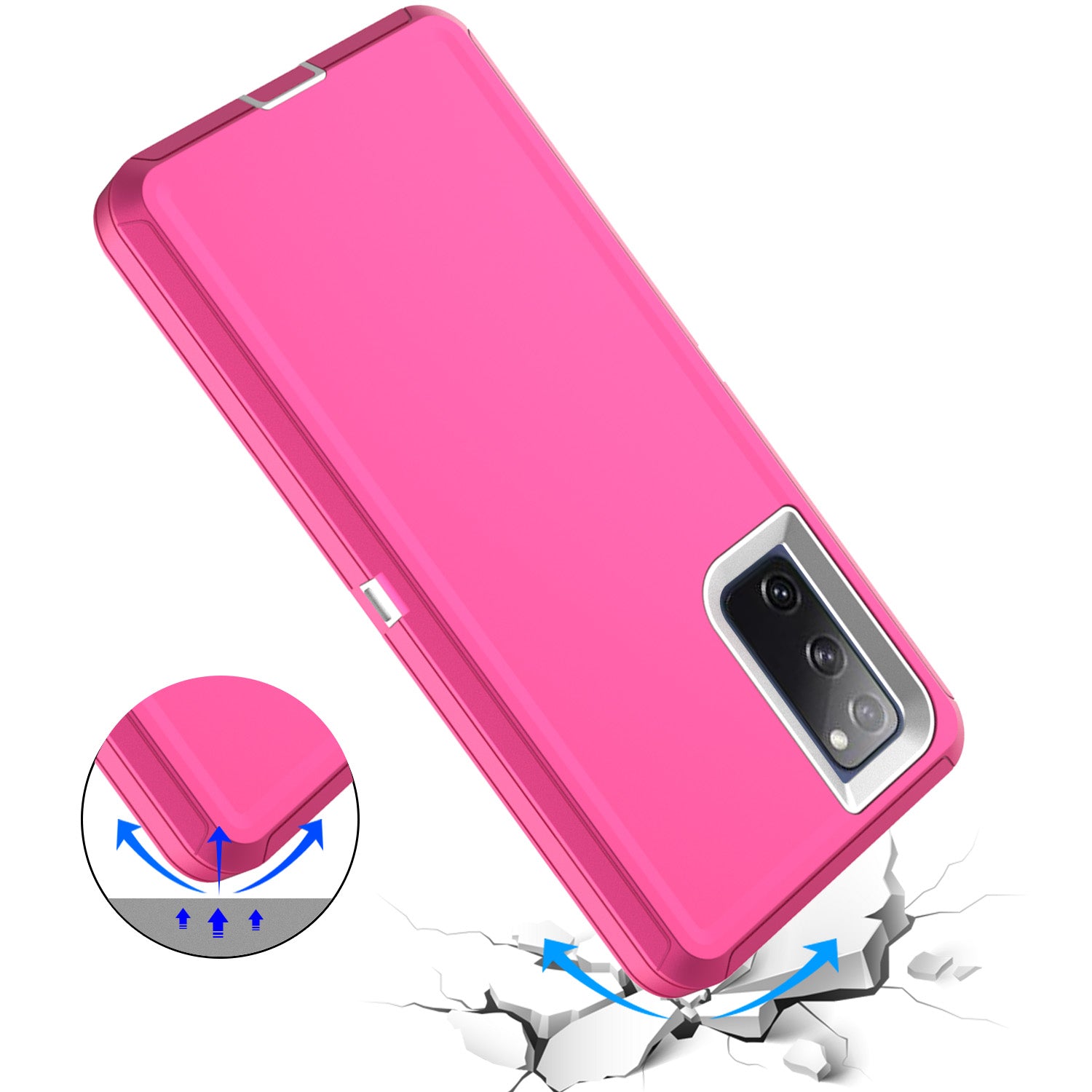 Detachable Shockproof Drop-proof Dust-proof Phone Case for Samsung Galaxy S20 FE/S20 Fan Edition/S20 FE 5G/S20 Fan Edition 5G, PC + TPU Hybrid Cover Shell - Pink/White