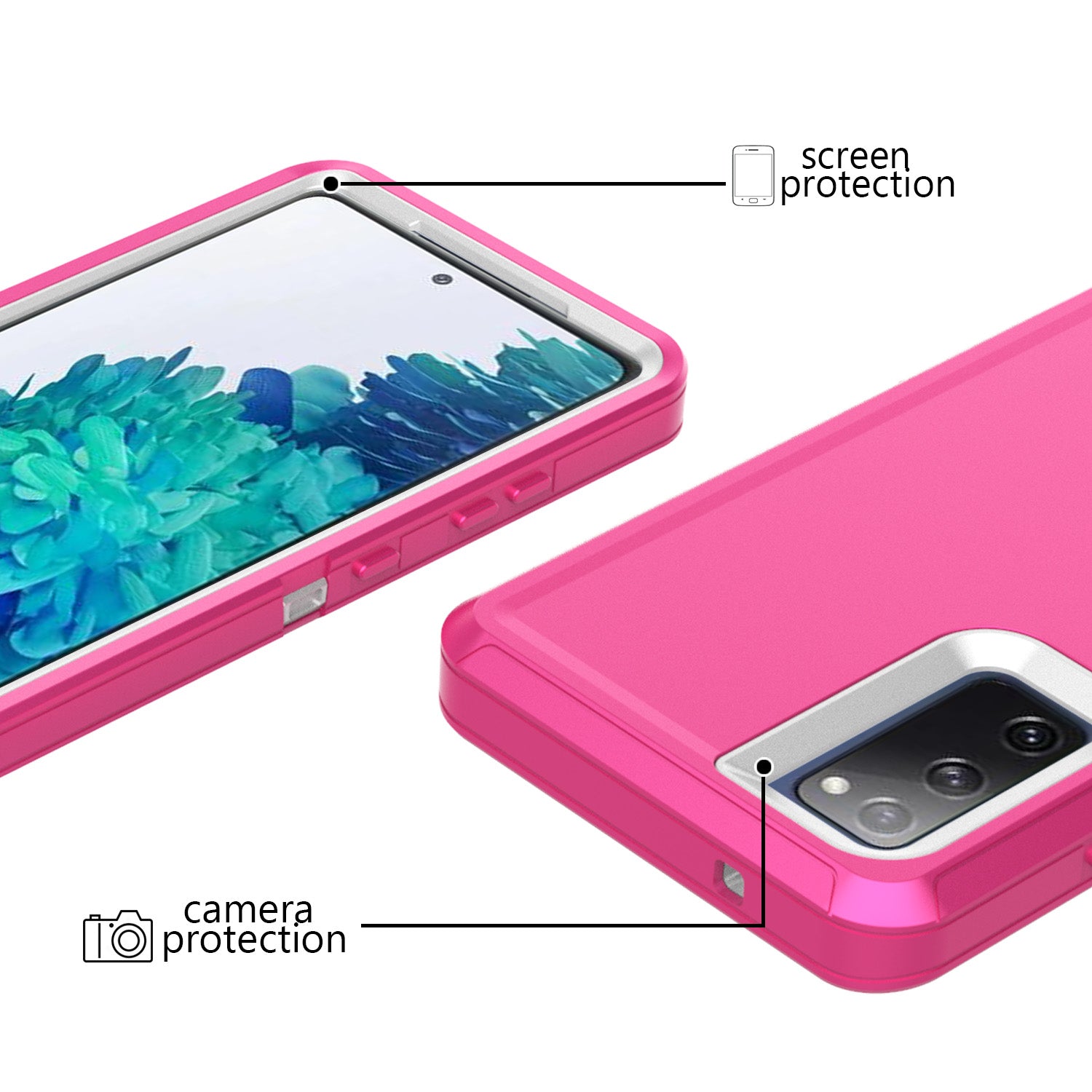 Detachable Shockproof Drop-proof Dust-proof Phone Case for Samsung Galaxy S20 FE/S20 Fan Edition/S20 FE 5G/S20 Fan Edition 5G, PC + TPU Hybrid Cover Shell - Pink/White