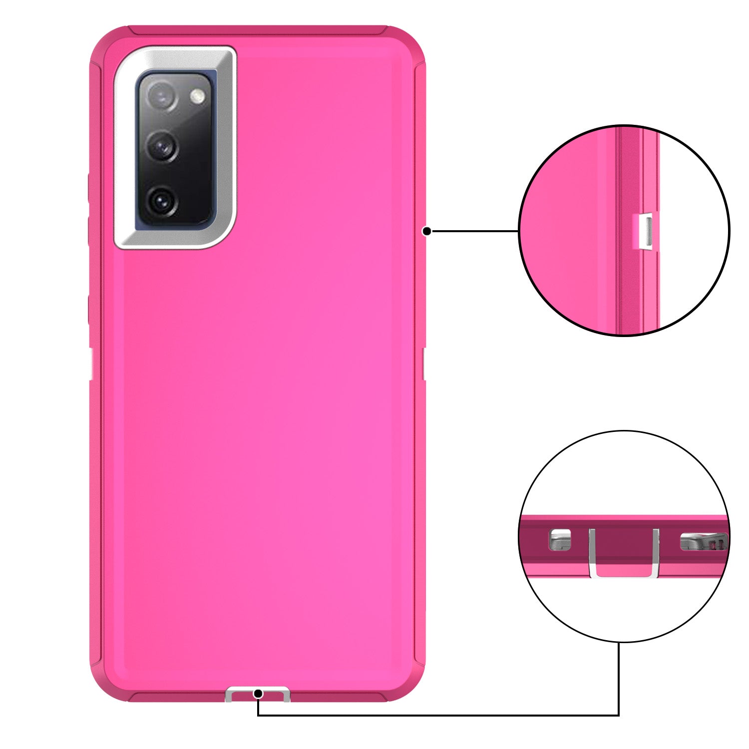 Detachable Shockproof Drop-proof Dust-proof Phone Case for Samsung Galaxy S20 FE/S20 Fan Edition/S20 FE 5G/S20 Fan Edition 5G, PC + TPU Hybrid Cover Shell - Pink/White