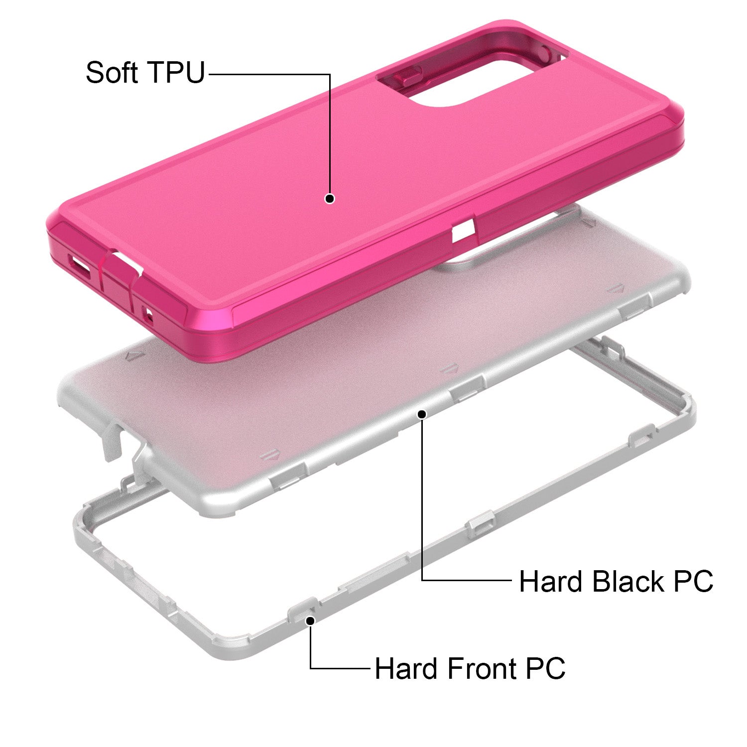 Detachable Shockproof Drop-proof Dust-proof Phone Case for Samsung Galaxy S20 FE/S20 Fan Edition/S20 FE 5G/S20 Fan Edition 5G, PC + TPU Hybrid Cover Shell - Pink/White