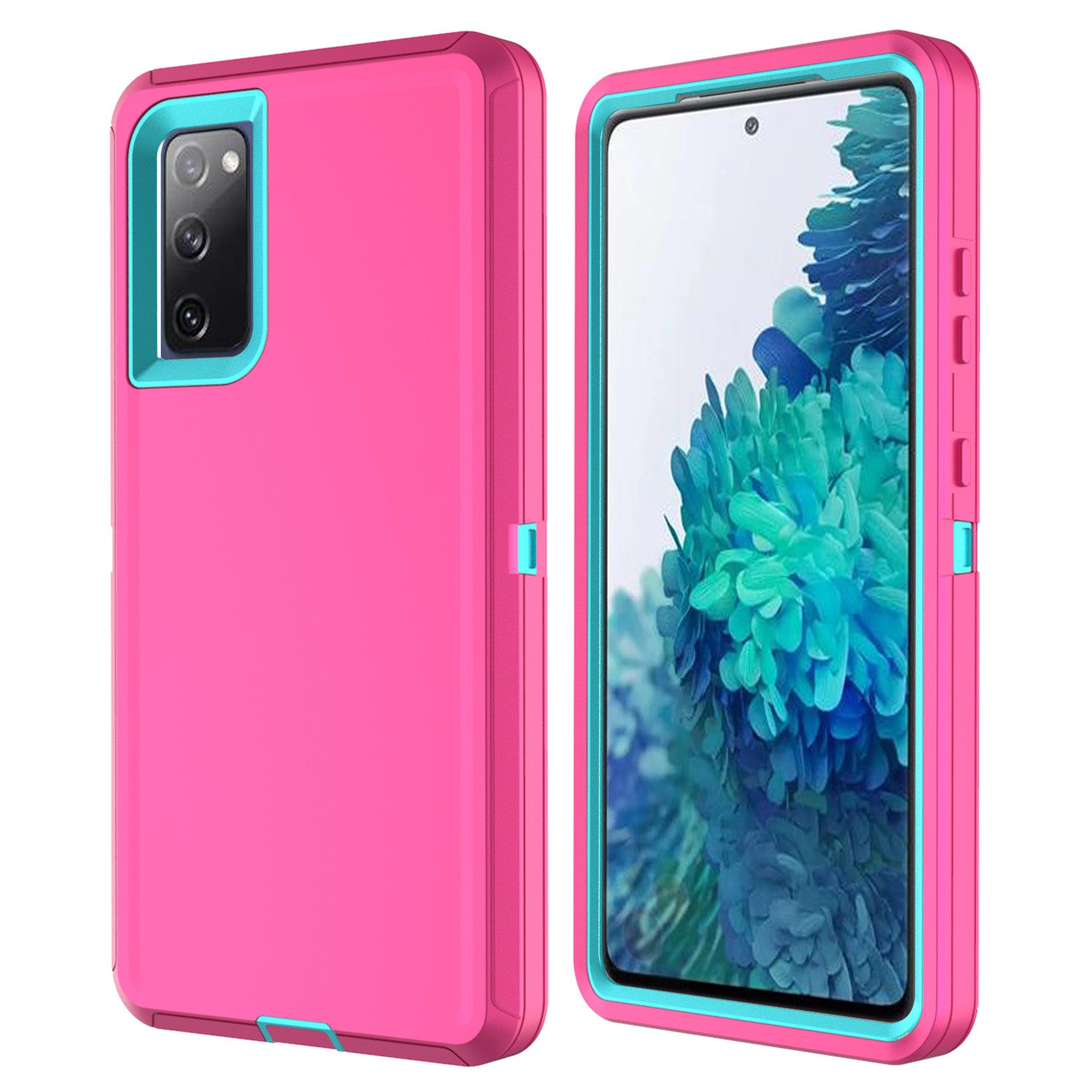 Detachable Shockproof Drop-proof Dust-proof Phone Case for Samsung Galaxy S20 FE/S20 Fan Edition/S20 FE 5G/S20 Fan Edition 5G, PC + TPU Hybrid Cover Shell - Pink/Sky Blue