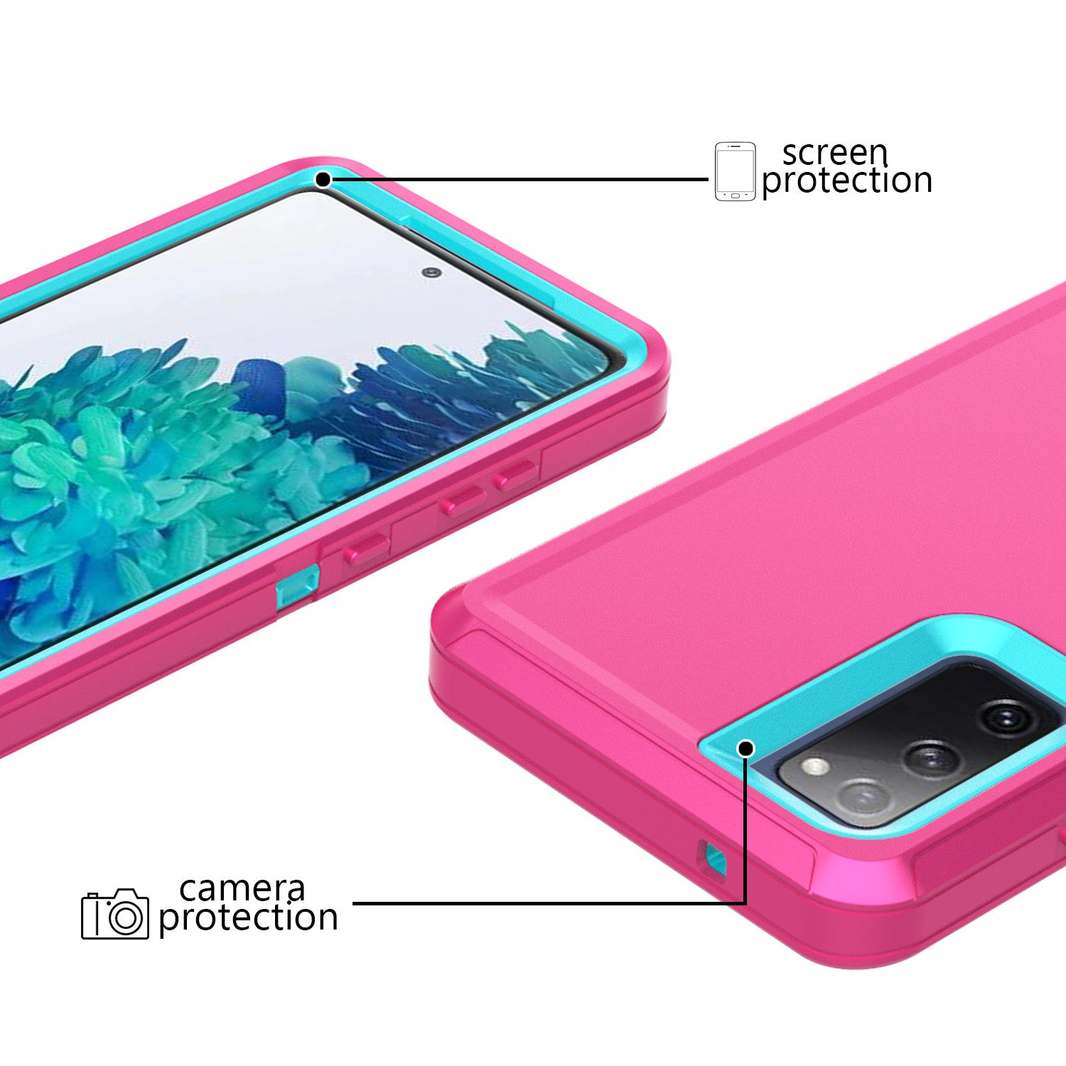 Detachable Shockproof Drop-proof Dust-proof Phone Case for Samsung Galaxy S20 FE/S20 Fan Edition/S20 FE 5G/S20 Fan Edition 5G, PC + TPU Hybrid Cover Shell - Pink/Sky Blue