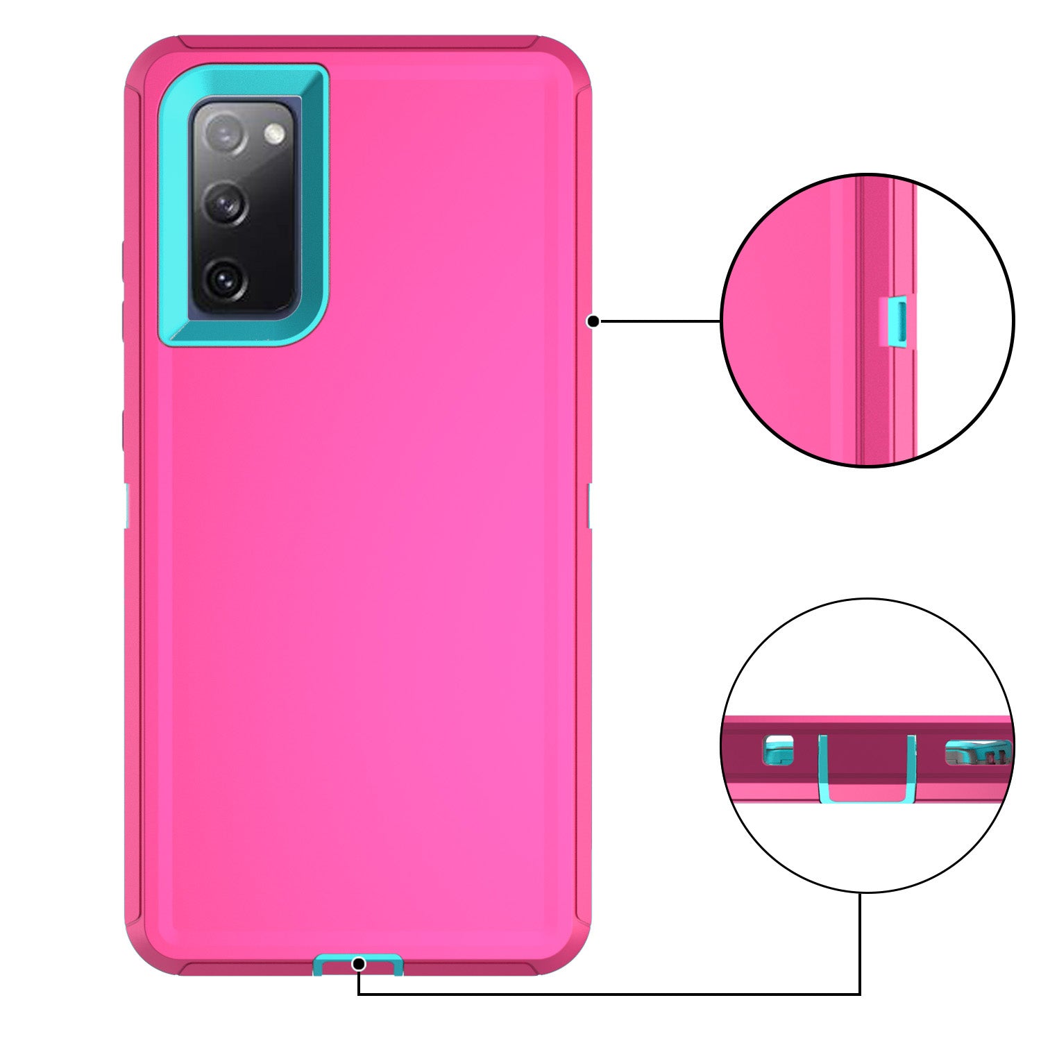 Detachable Shockproof Drop-proof Dust-proof Phone Case for Samsung Galaxy S20 FE/S20 Fan Edition/S20 FE 5G/S20 Fan Edition 5G, PC + TPU Hybrid Cover Shell - Pink/Sky Blue