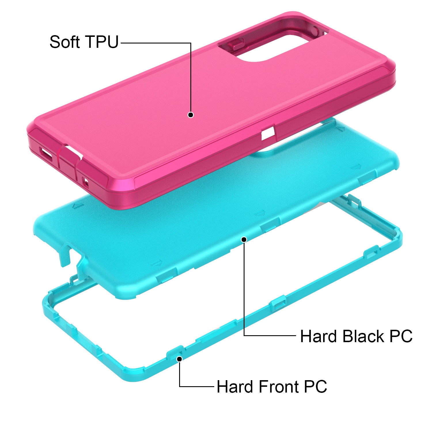 Detachable Shockproof Drop-proof Dust-proof Phone Case for Samsung Galaxy S20 FE/S20 Fan Edition/S20 FE 5G/S20 Fan Edition 5G, PC + TPU Hybrid Cover Shell - Pink/Sky Blue