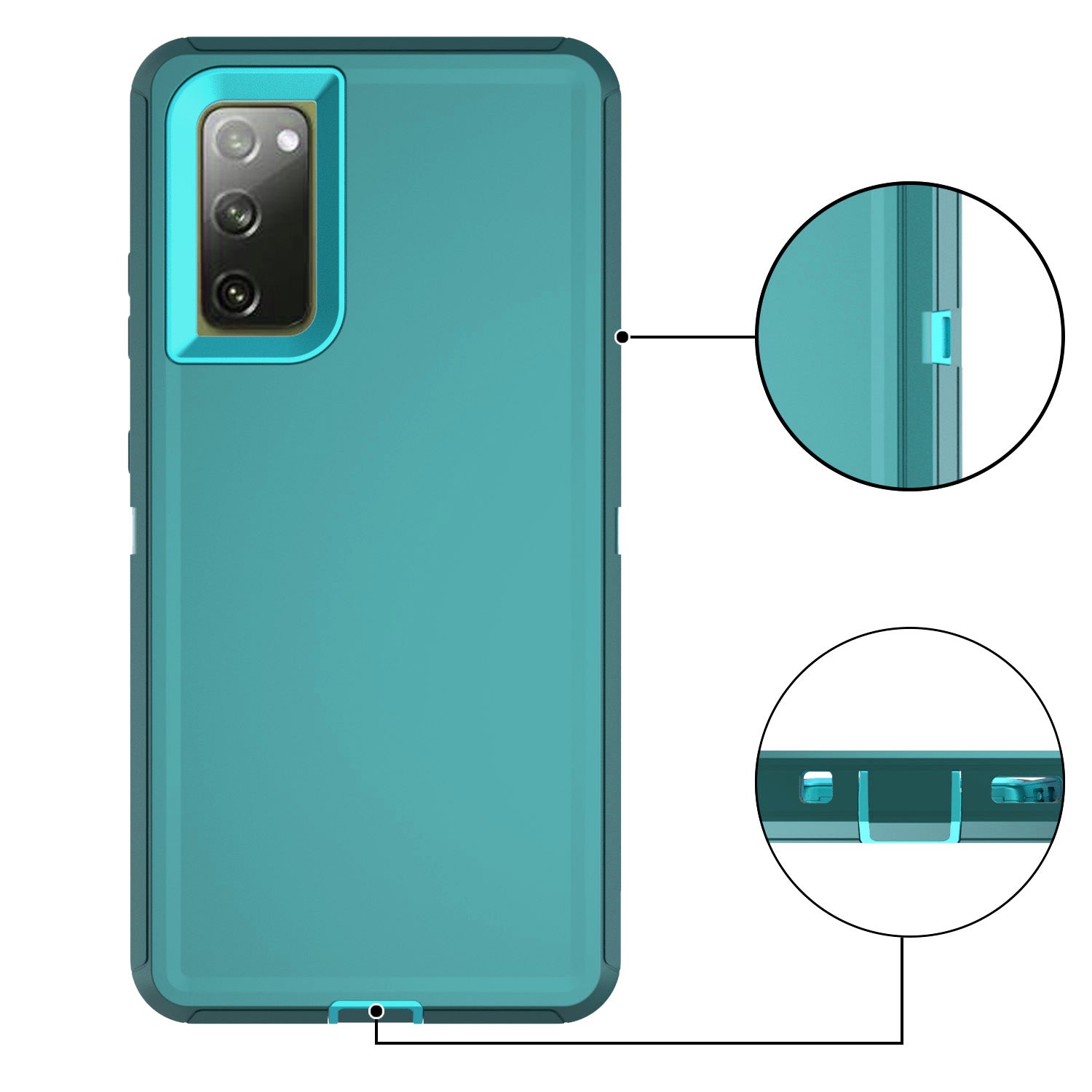 Detachable Shockproof Drop-proof Dust-proof Phone Case for Samsung Galaxy S20 FE/S20 Fan Edition/S20 FE 5G/S20 Fan Edition 5G, PC + TPU Hybrid Cover Shell - Lake Blue/Sky Blue