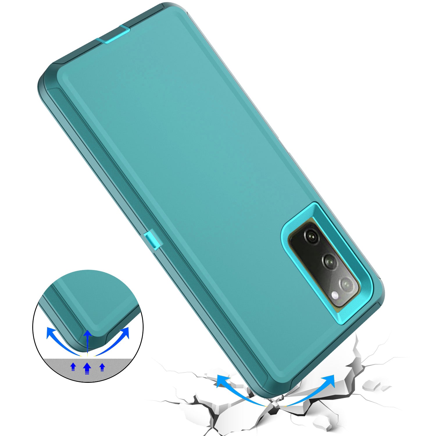 Detachable Shockproof Drop-proof Dust-proof Phone Case for Samsung Galaxy S20 FE/S20 Fan Edition/S20 FE 5G/S20 Fan Edition 5G, PC + TPU Hybrid Cover Shell - Lake Blue/Sky Blue