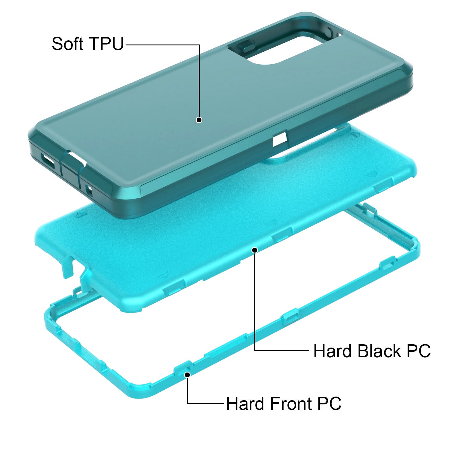 Detachable Shockproof Drop-proof Dust-proof Phone Case for Samsung Galaxy S20 FE/S20 Fan Edition/S20 FE 5G/S20 Fan Edition 5G, PC + TPU Hybrid Cover Shell - Cyan/Sky Blue