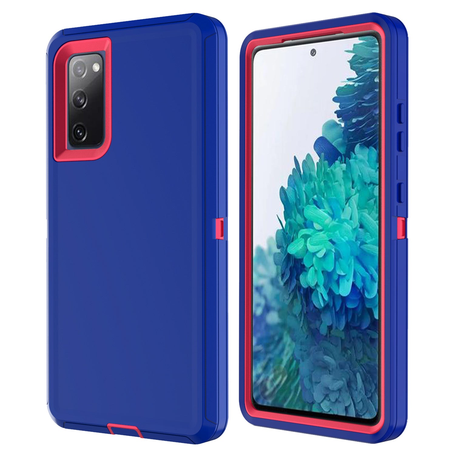 Detachable Shockproof Drop-proof Dust-proof Phone Case for Samsung Galaxy S20 FE/S20 Fan Edition/S20 FE 5G/S20 Fan Edition 5G, PC + TPU Hybrid Cover Shell - Dark Blue/Rose Red